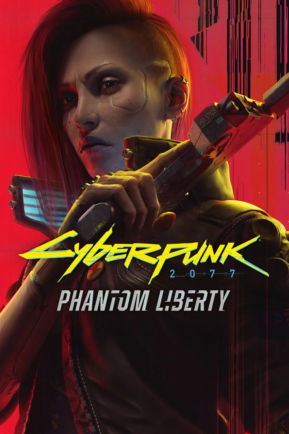 Hình ảnh quảng cáo cho bản mở rộng Cyberpunk 2077: Phantom Liberty với các nhân vật chính Dogtown