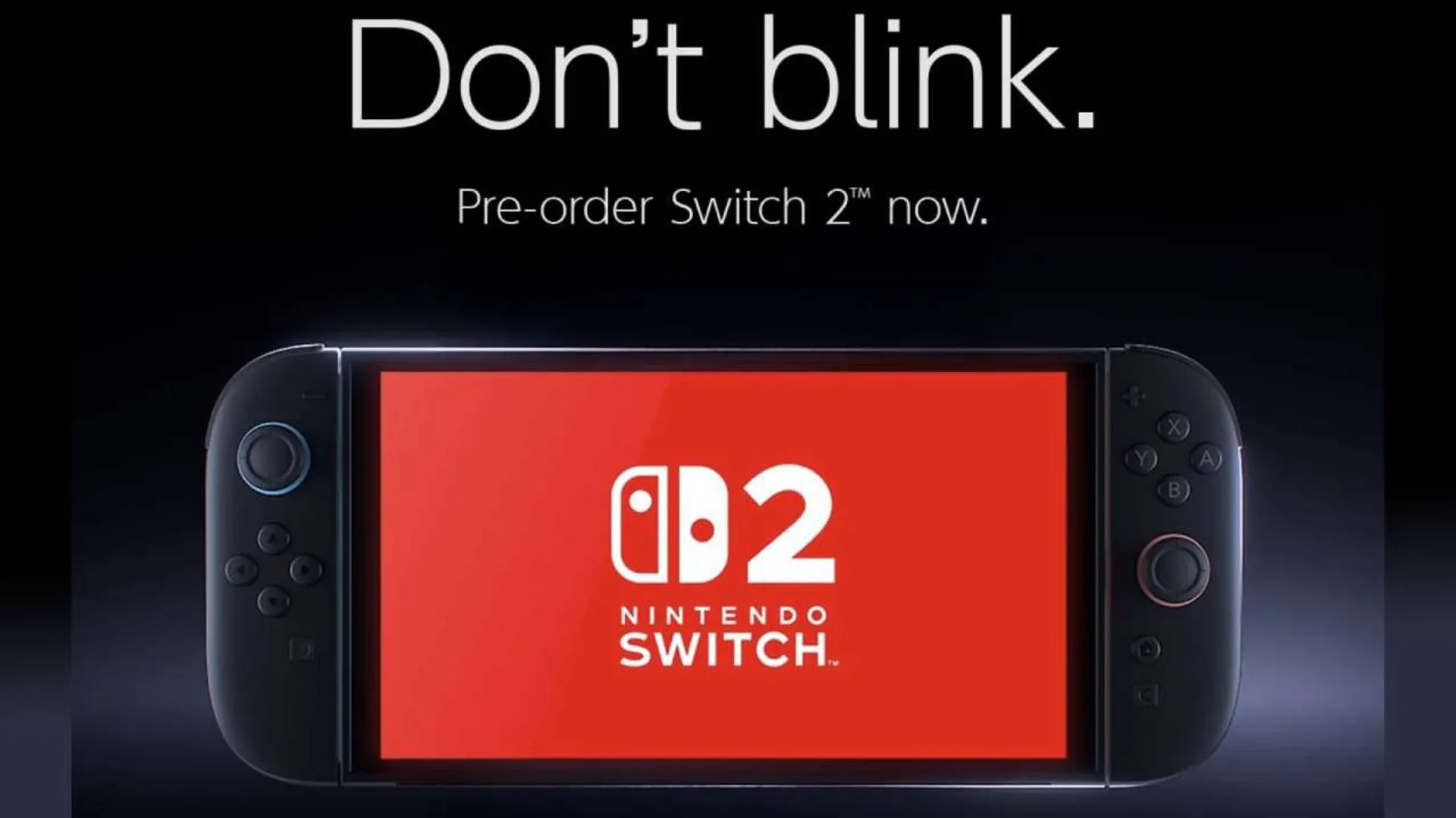 Hình ảnh quảng cáo của GameStop khuyến khích người dùng đặt trước Nintendo Switch 2, làm nổi bật thông báo preorder