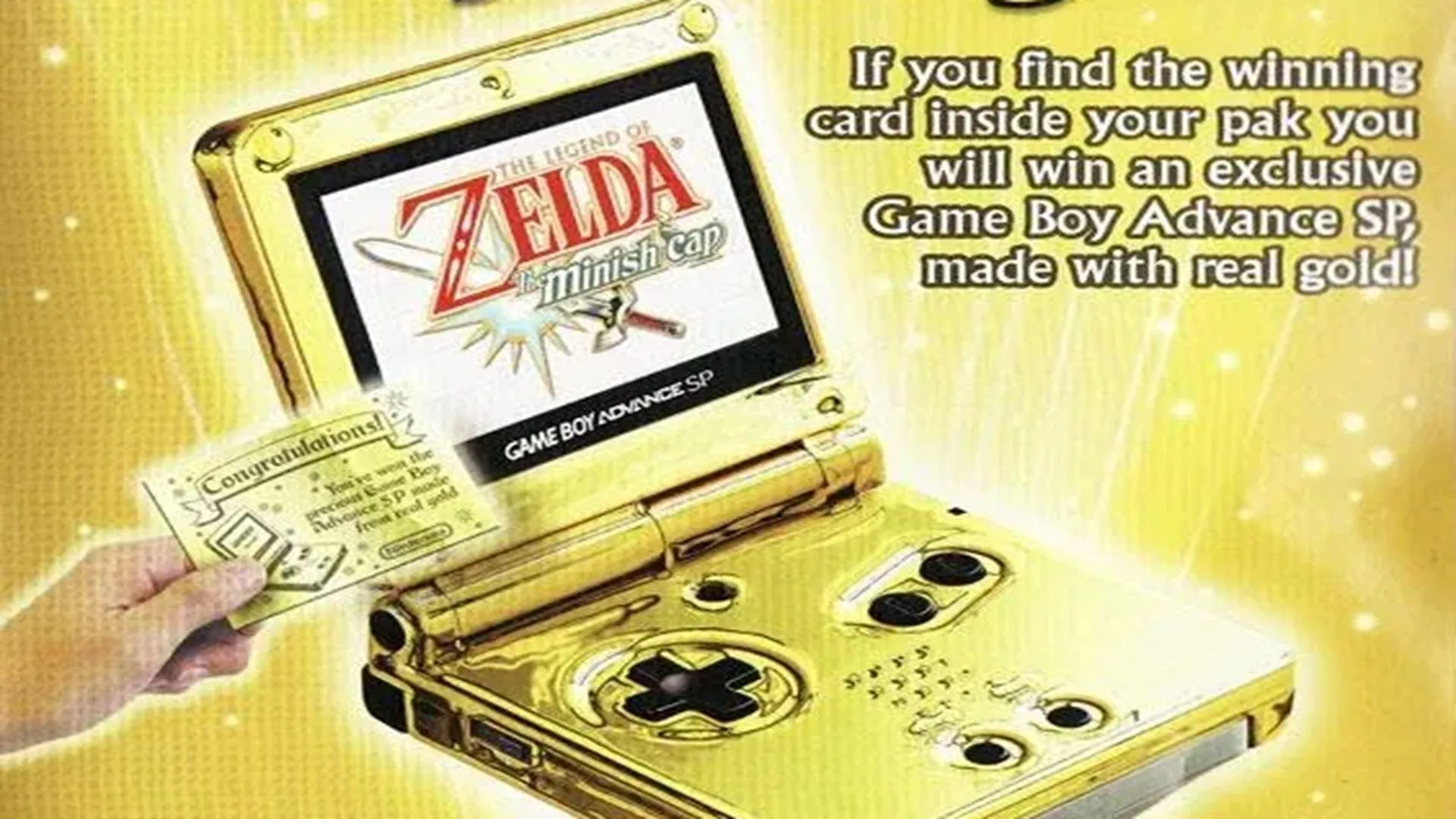 Hình ảnh quảng cáo cuộc thi Game Boy Advance SP mạ vàng 24K