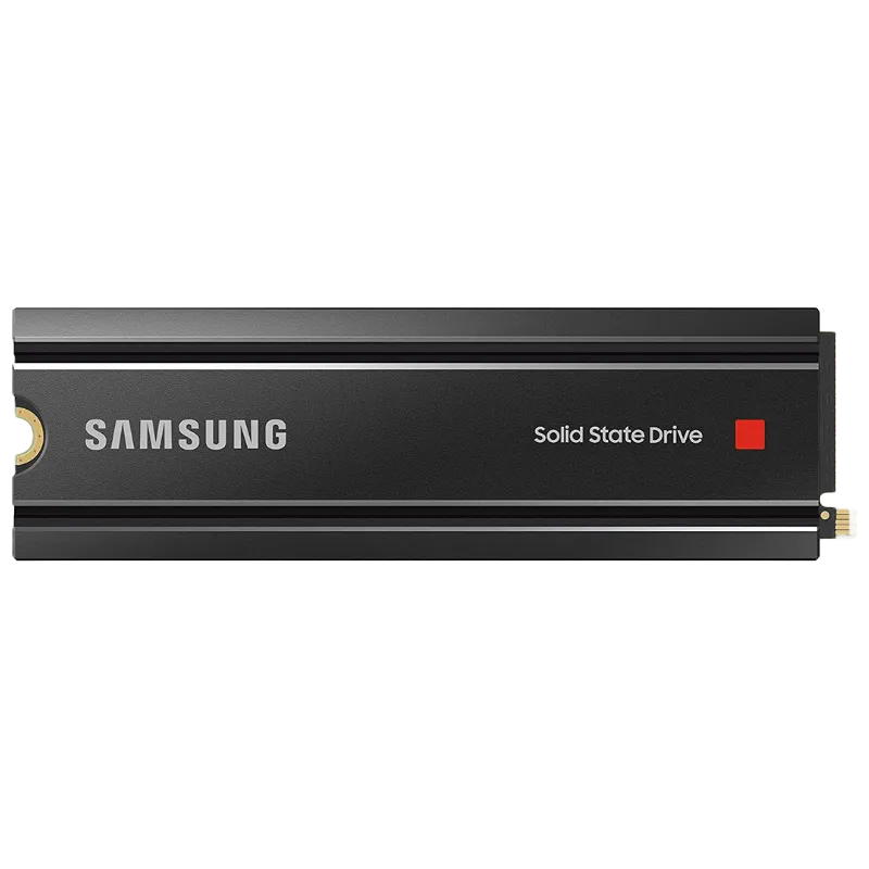 Hình ảnh render ổ cứng Samsung 980 Pro tích hợp sẵn tản nhiệt (heatsink) cho hiệu năng ổn định.