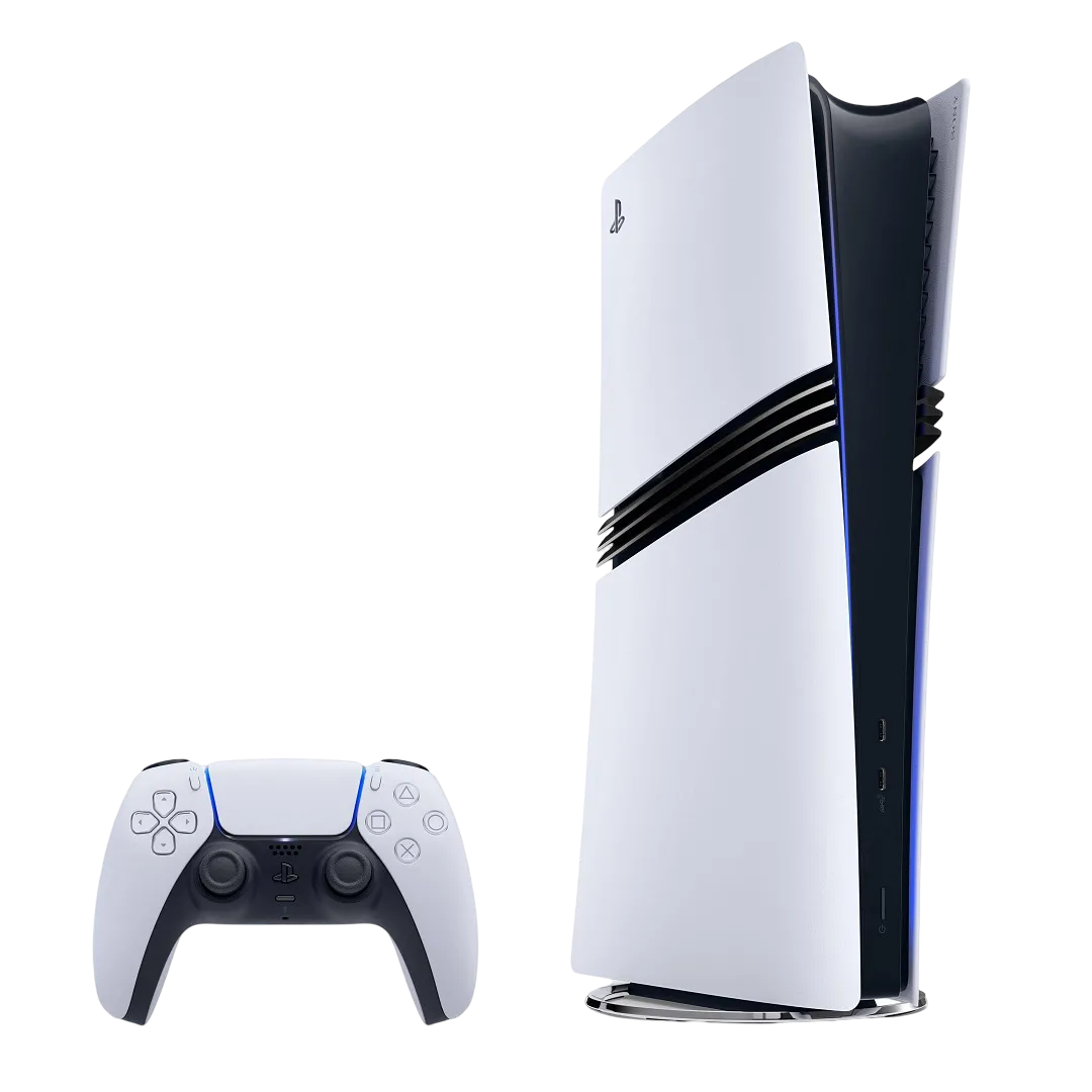 Hình ảnh sản phẩm console chơi game PlayStation 5 Pro với thiết kế hiện đại.