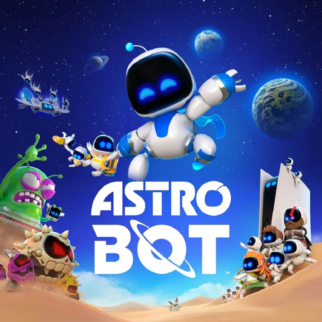 Hình ảnh sản phẩm của game Astro Bot, hiển thị nhân vật Astro Bot vui nhộn trong một môi trường game sống động.