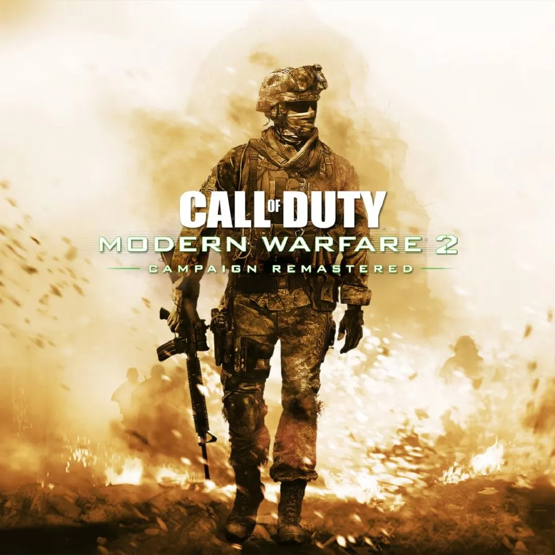 Hình ảnh sản phẩm của game Call of Duty: Modern Warfare 2 - Campaign Remastered, với nhân vật Ghost nổi tiếng của dòng game trong trang phục chiến đấu đặc trưng và khẩu súng sẵn sàng hành động.