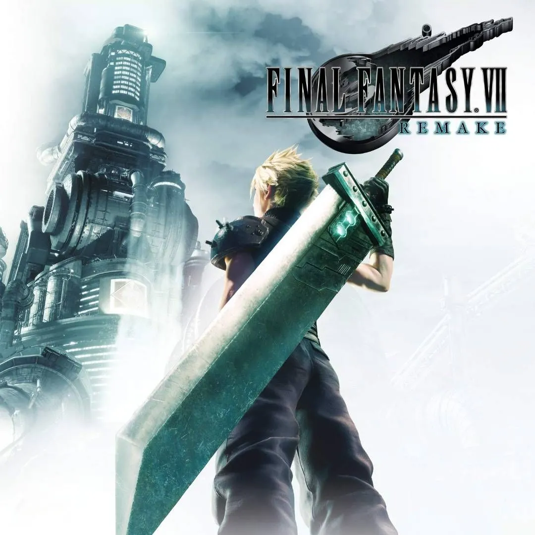 Hình ảnh sản phẩm của game Final Fantasy VII Remake, với nhân vật chính Cloud Strife cùng các đồng đội khác trong một tư thế sẵn sàng chiến đấu, thể hiện sự hoành tráng của tựa game nhập vai này.