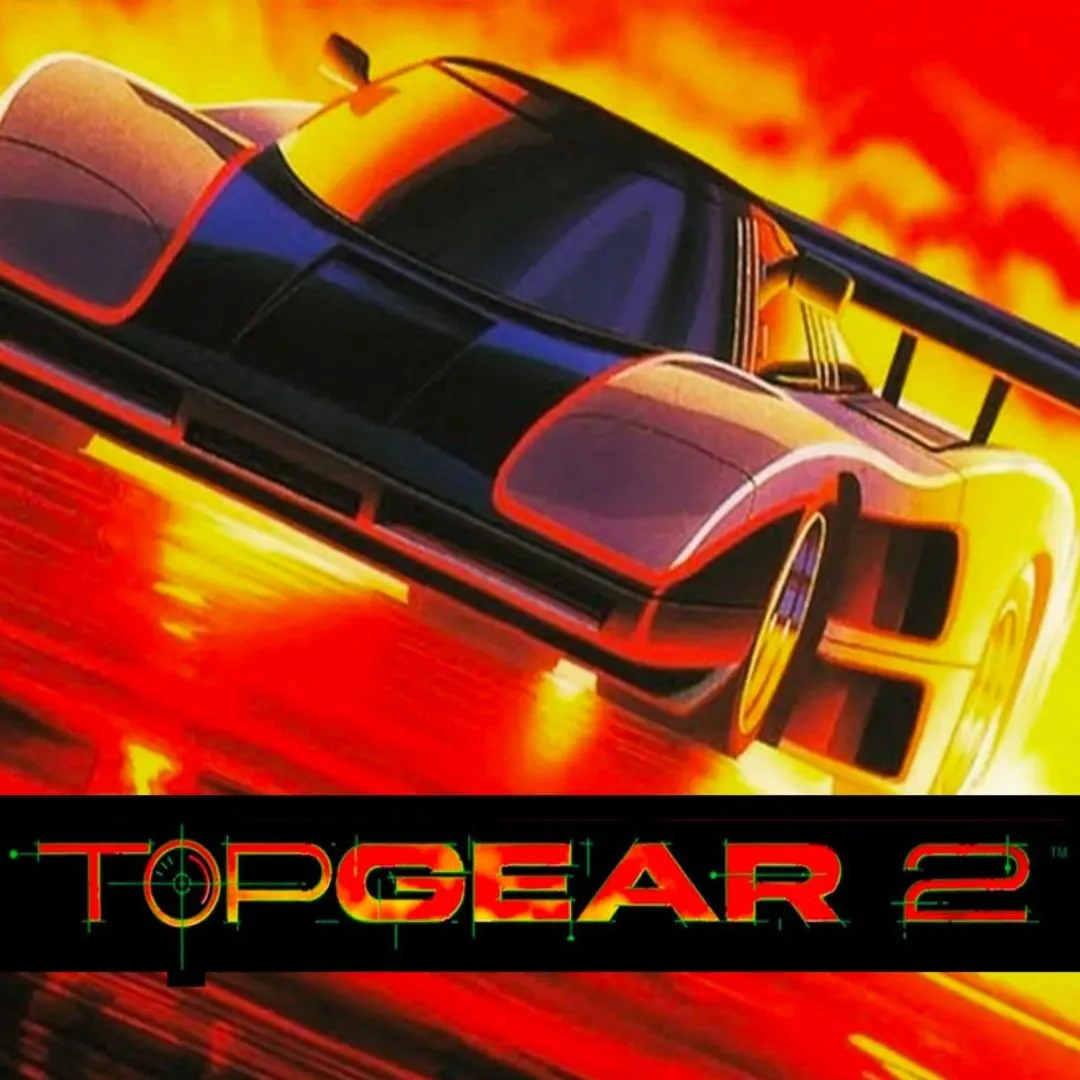 Hình ảnh sản phẩm game Top Gear 2 trên SNES, với đồ họa cải tiến hơn so với bản đầu.