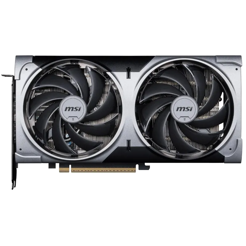 Hình ảnh sản phẩm MSI GeForce RTX 5070 Ventus 2X OC, cho thấy thiết kế màu đen tối giản.