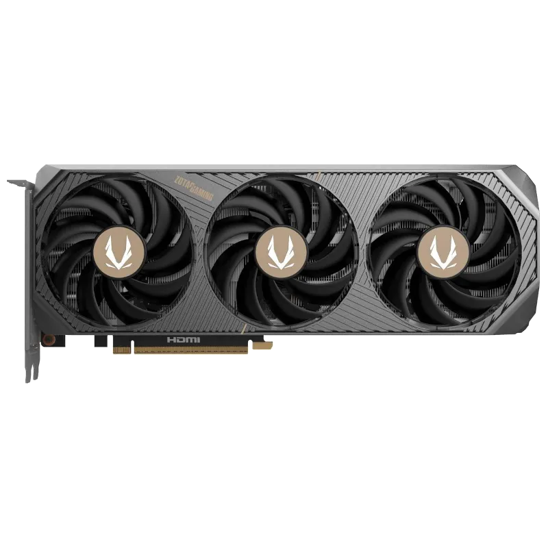 Hình ảnh sản phẩm Zotac Solid GeForce RTX 5070 hiển thị mặt trước với quạt BladeLink và dải đèn SPECTRA RGB.