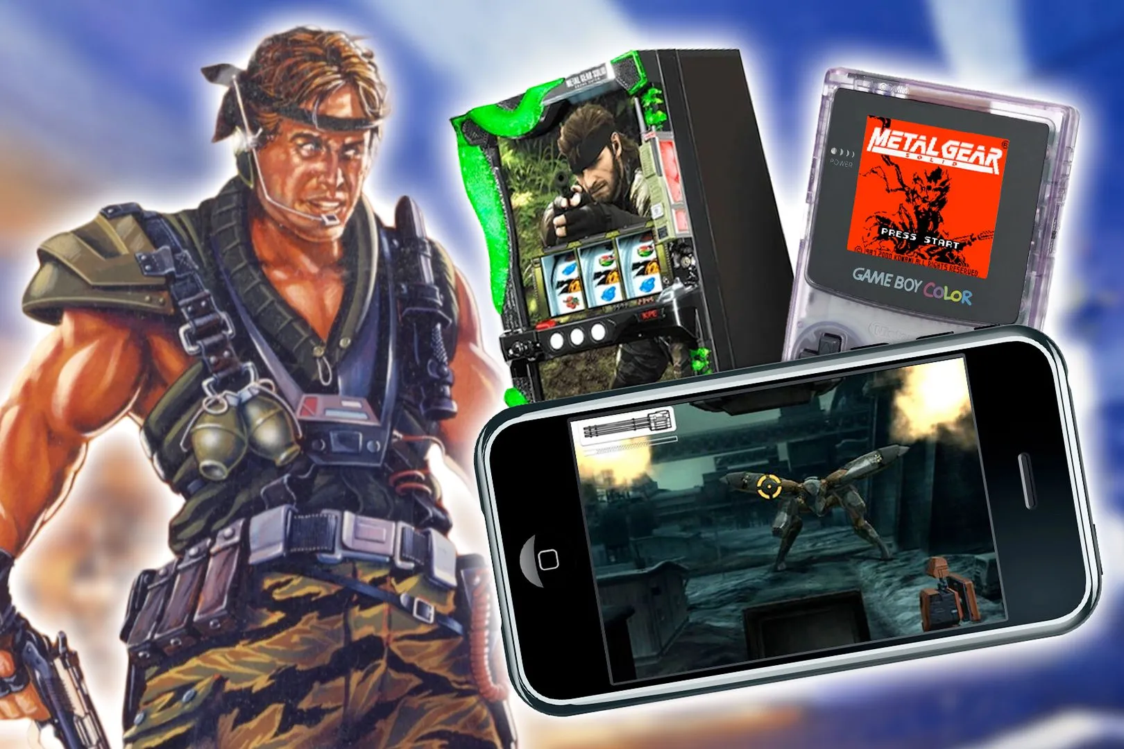 Hình ảnh tập hợp các trò chơi Metal Gear có thể bị lãng quên, gợi nhớ về lịch sử phong phú của series.