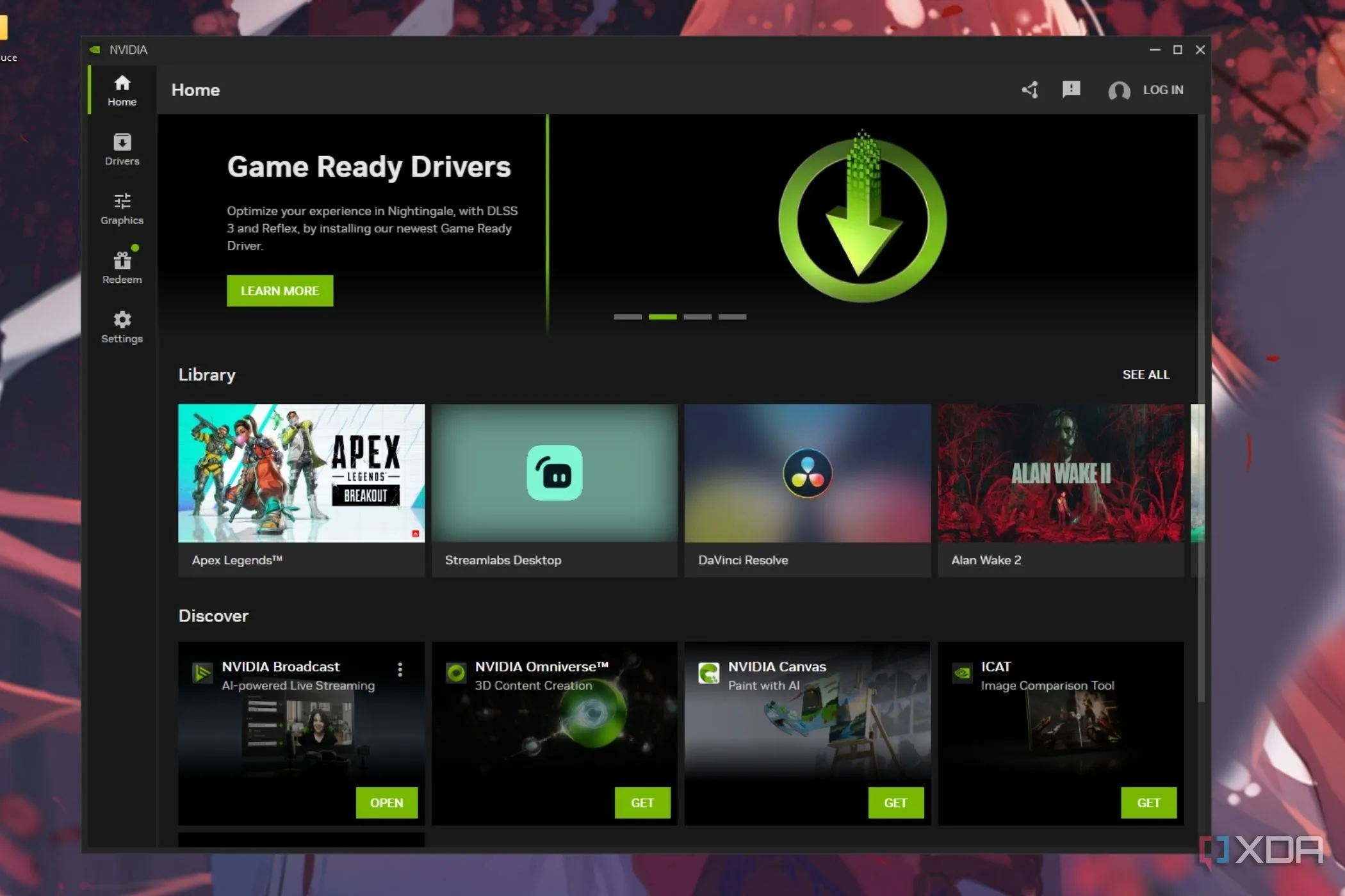 Hình ảnh ứng dụng Nvidia App đang chạy trên hệ điều hành Windows