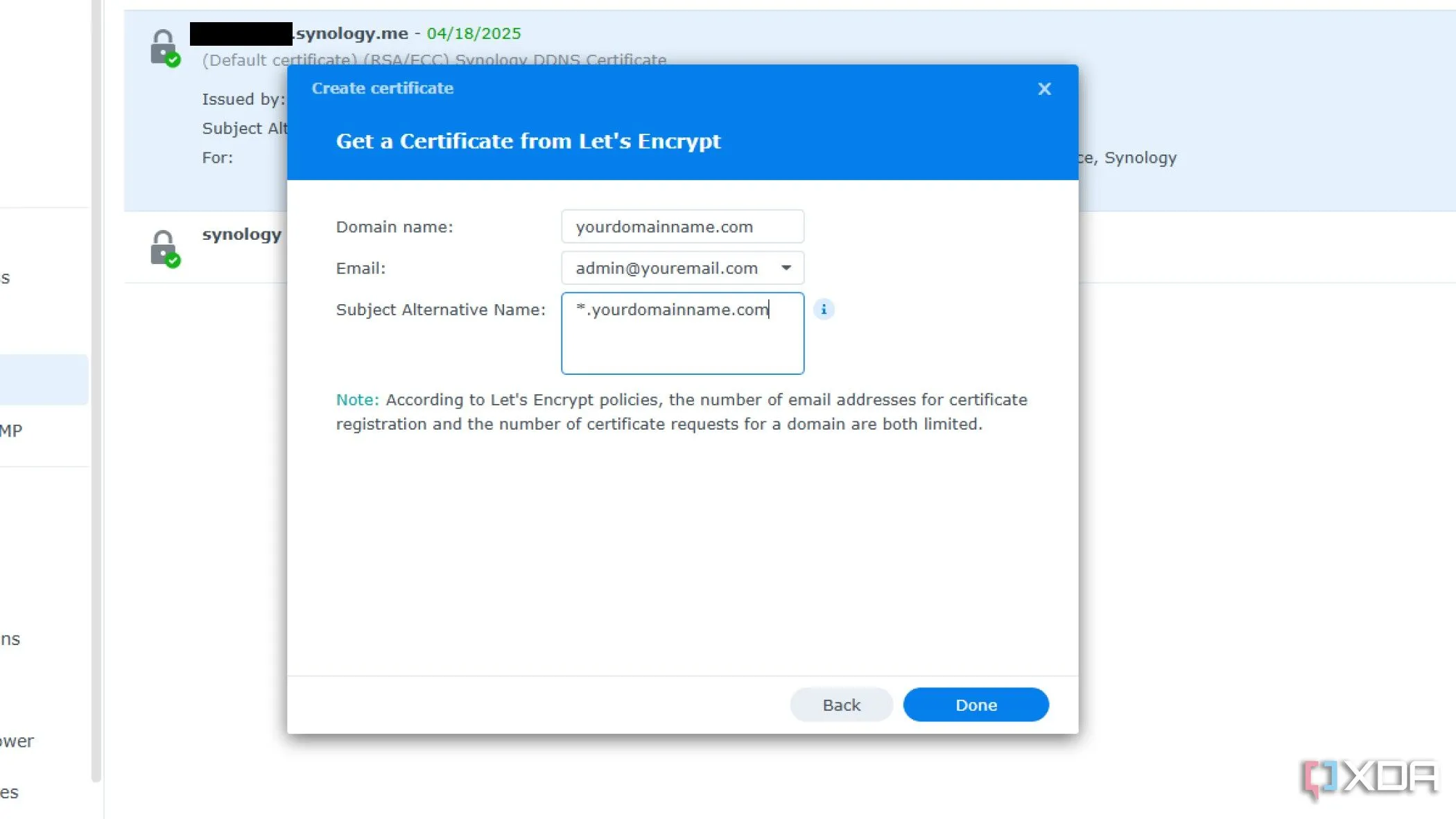 Hướng dẫn điền thông tin chứng chỉ SSL wildcard trên Synology