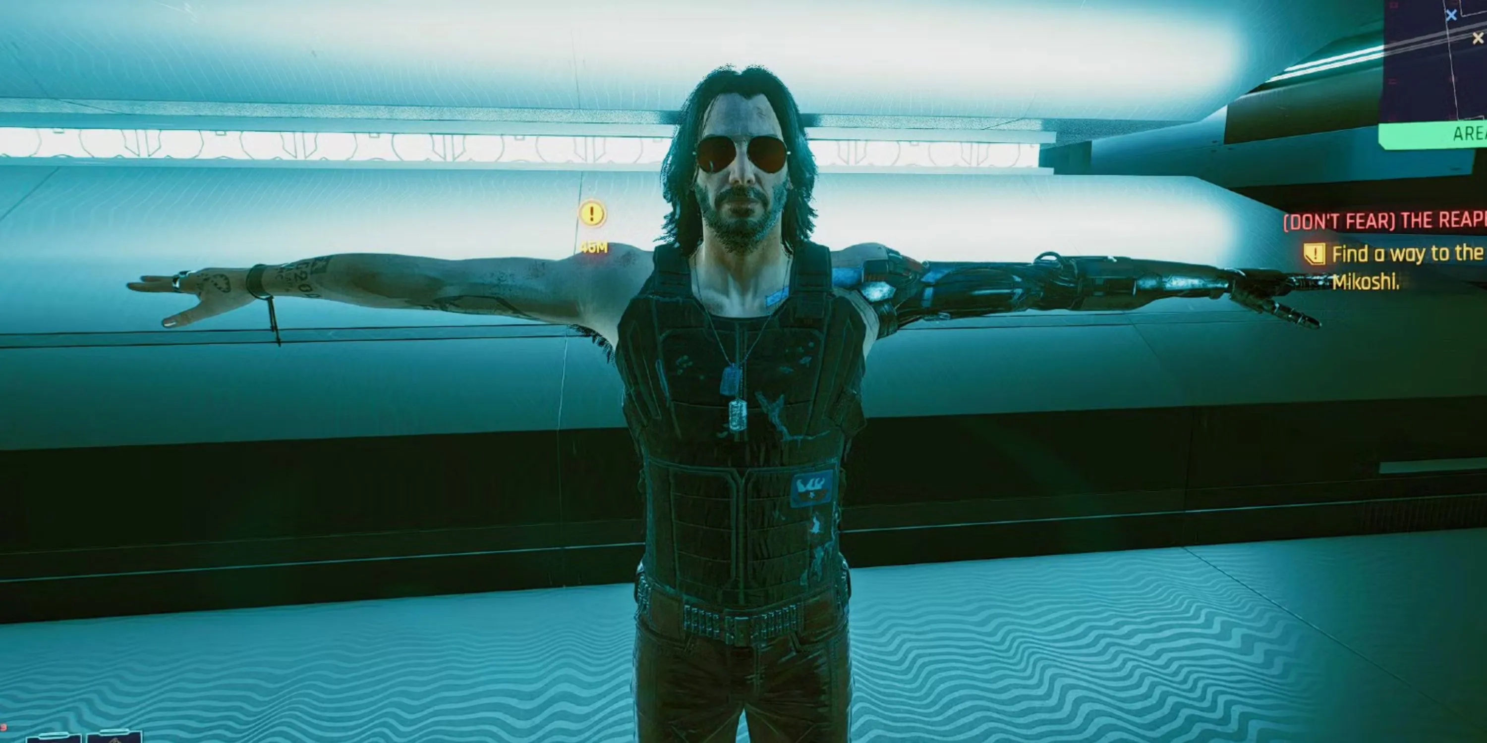 Johnny Silverhand, nhân vật huyền thoại trong Cyberpunk 2077, trong một cảnh game.