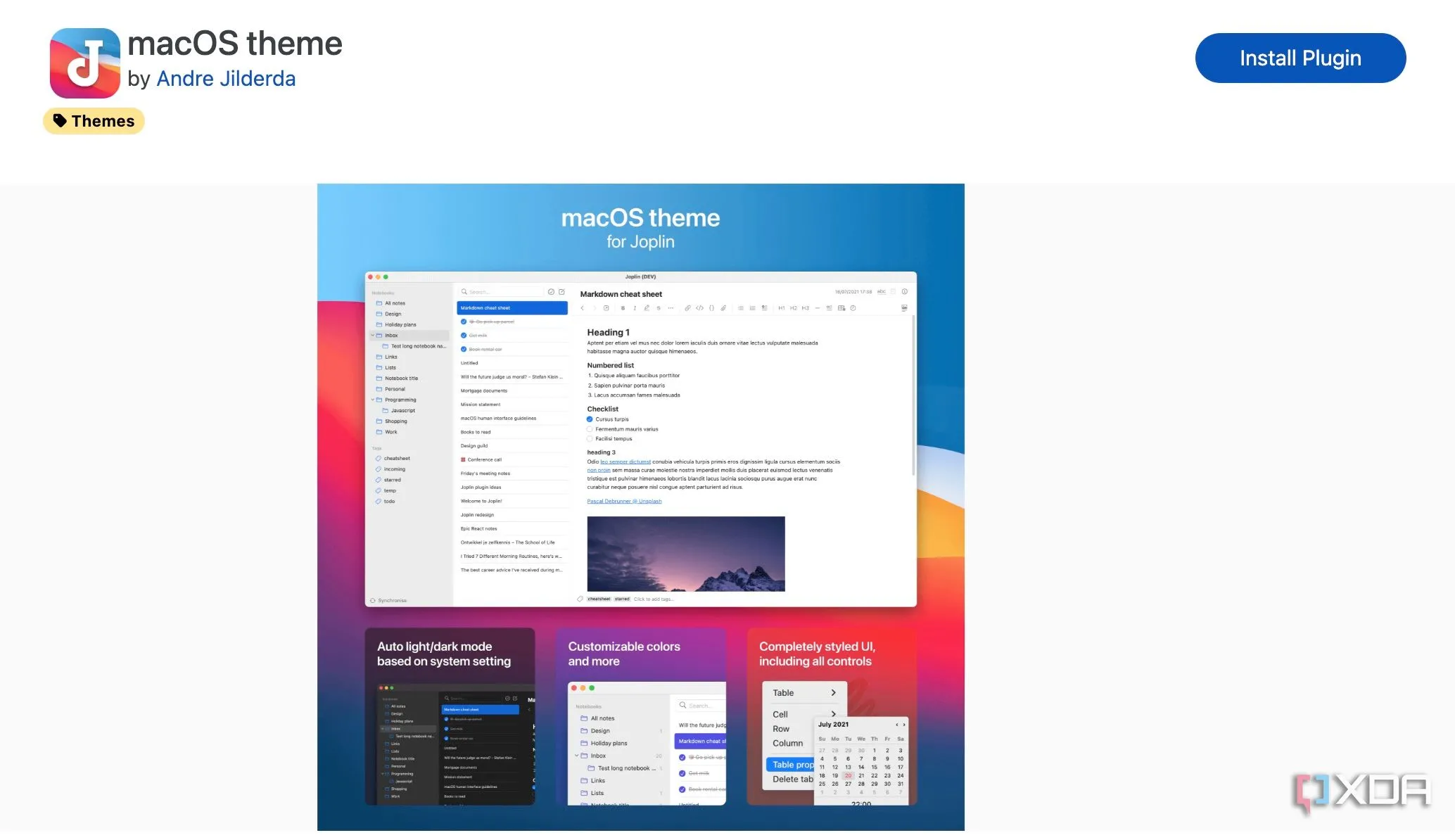 Joplin với chủ đề giao diện macOS được áp dụng, mang lại vẻ ngoài hiện đại và tinh tế.