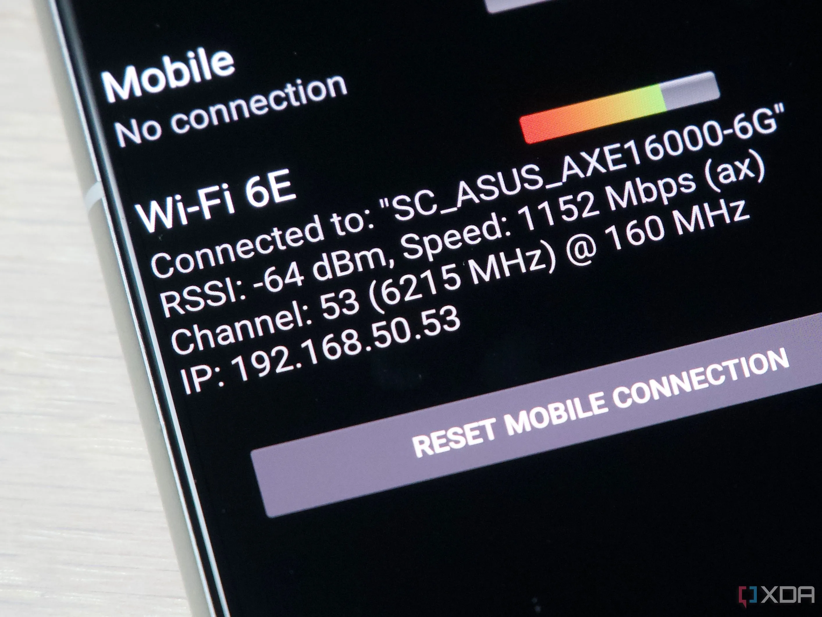 Kết nối Wi-Fi 6E trên Zenfone 8 trong SignalCheck Pro