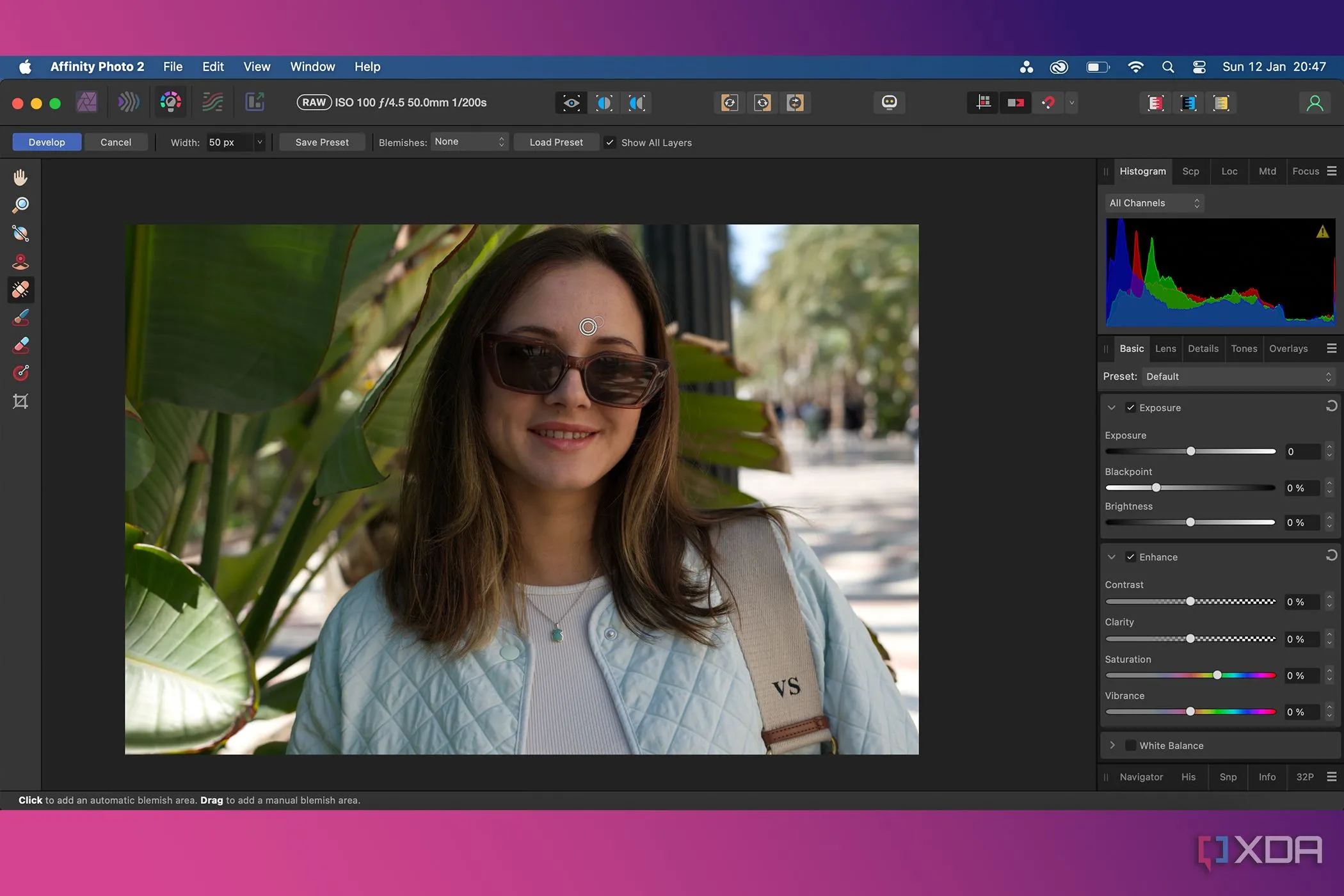 Khu vực Develop Persona của Affinity Photo, được thiết kế chuyên biệt cho việc chỉnh sửa ảnh RAW.