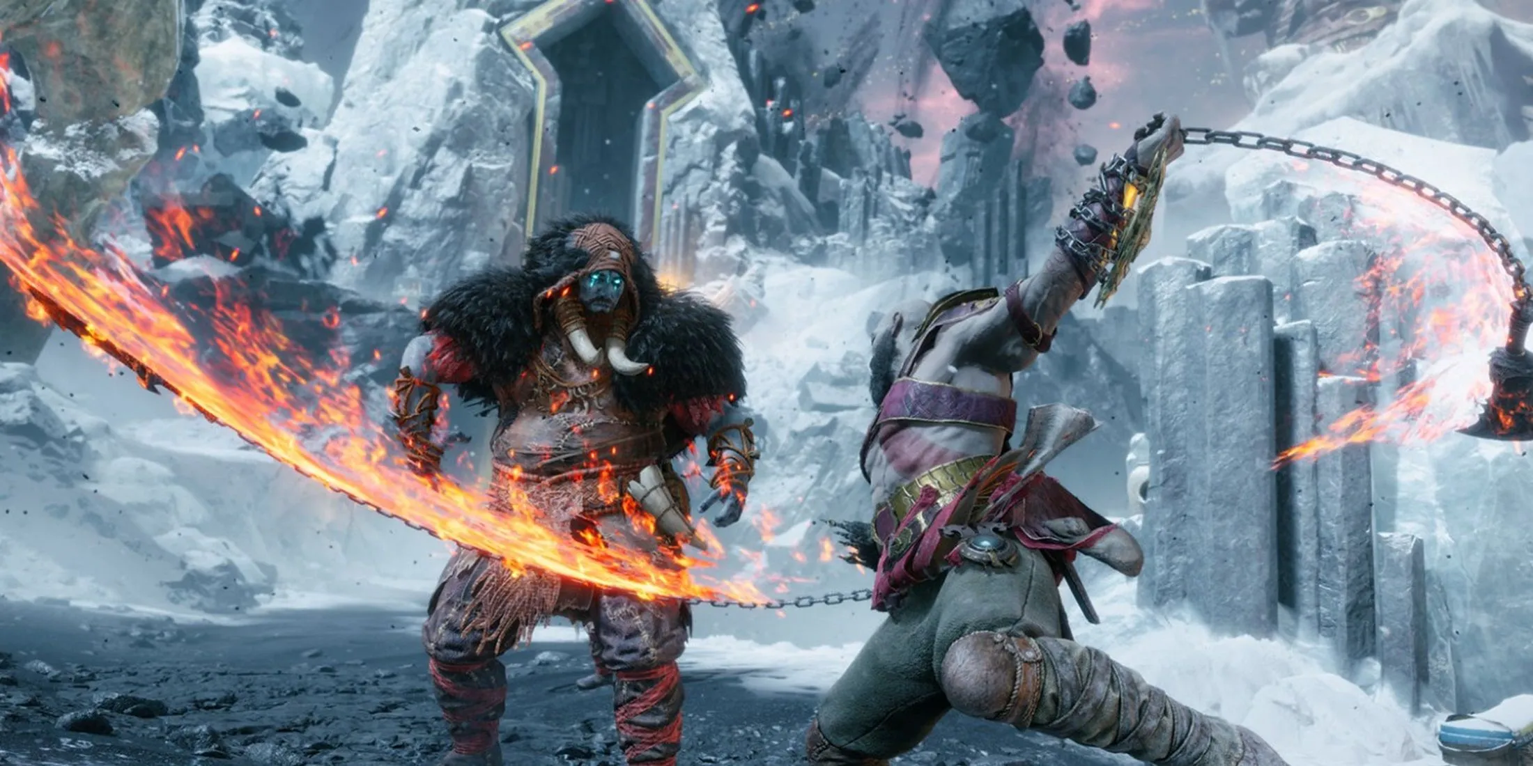 Kratos sử dụng Blades of Chaos trong trận chiến khốc liệt trong God of War Ragnarök