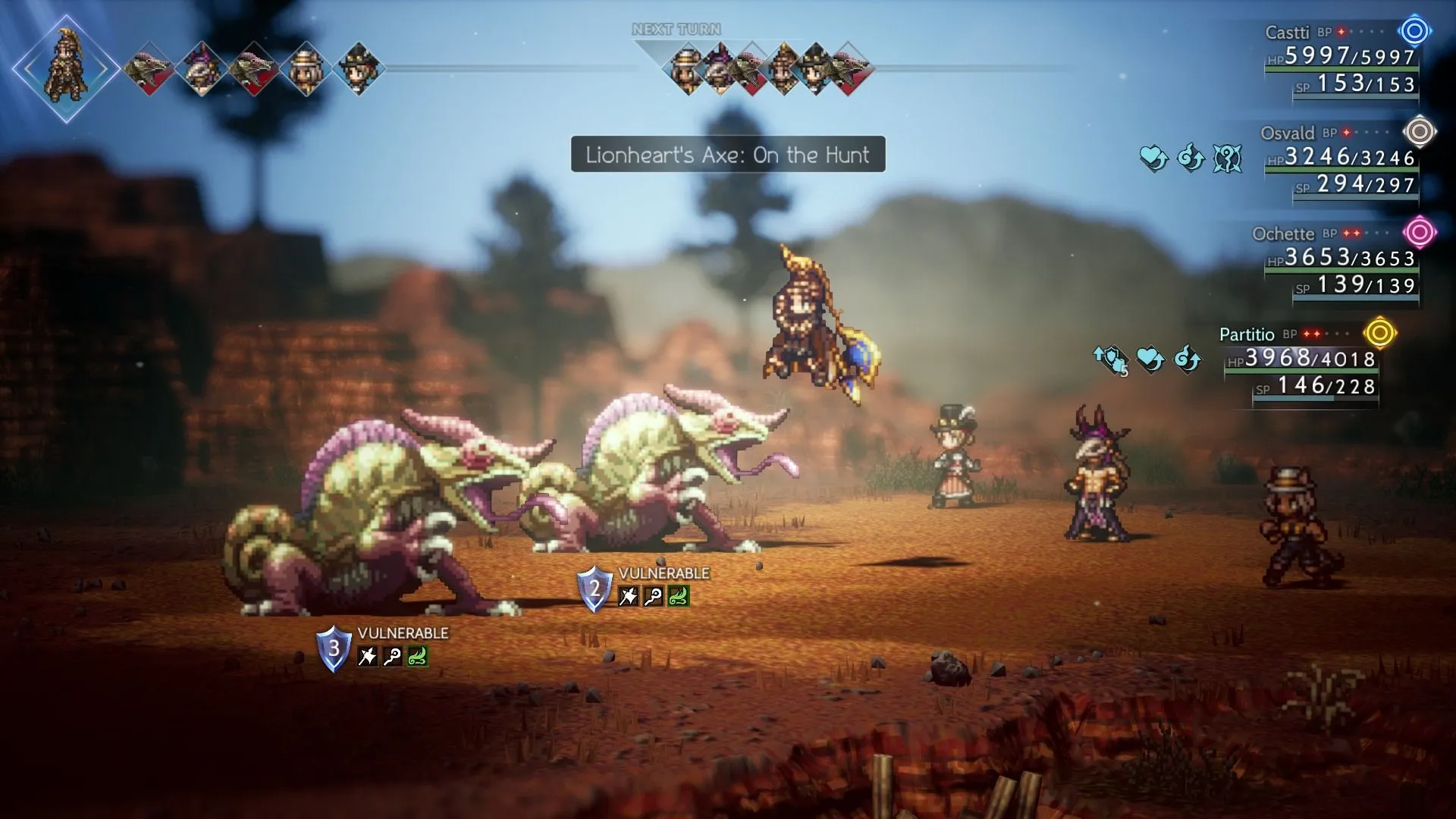 Kỹ năng Lionheart's Axe đầy uy lực trong game JRPG Octopath Traveler 2