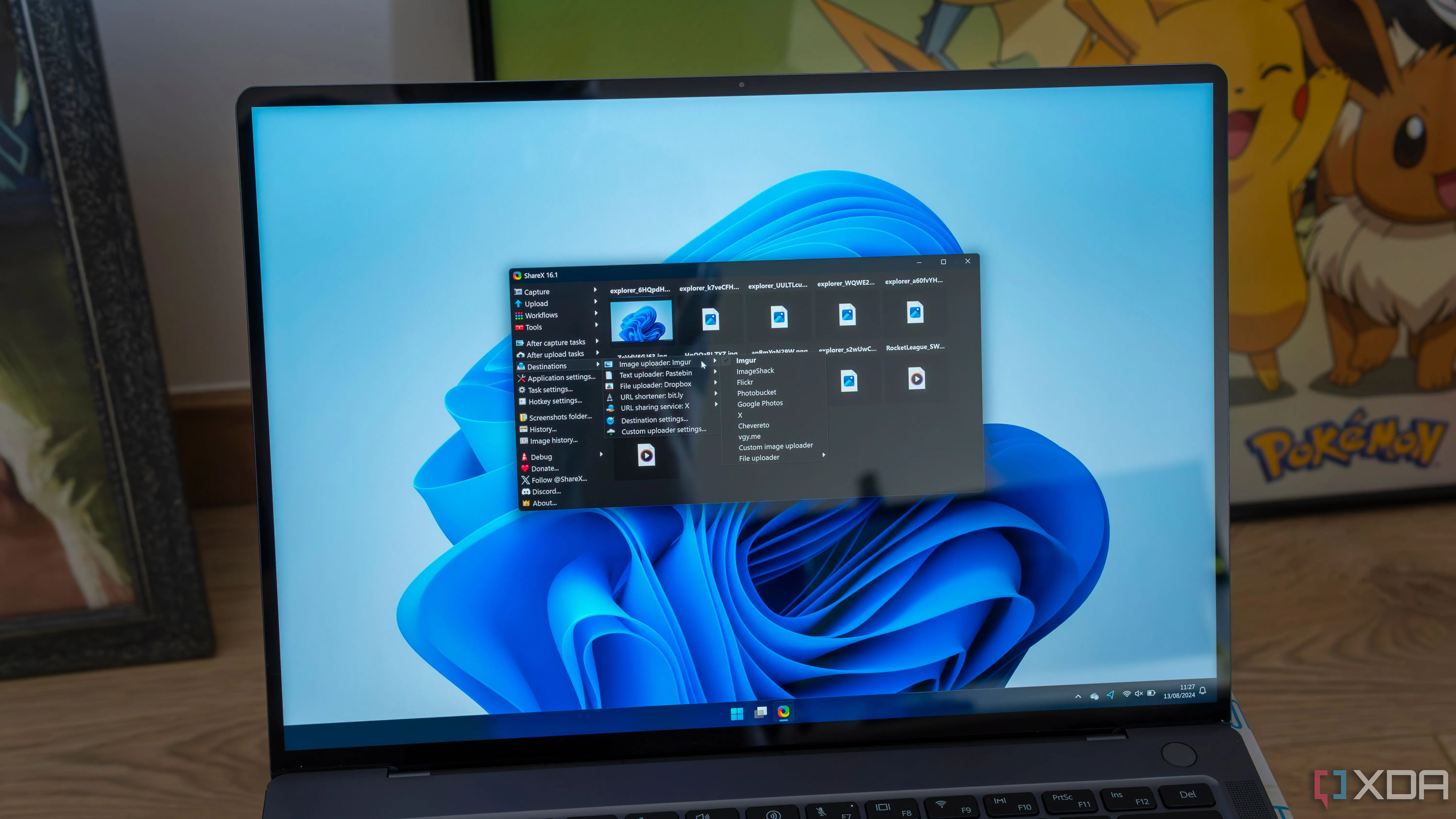 Laptop chạy Windows 11 đang sử dụng ShareX để chụp và chỉnh sửa ảnh màn hình
