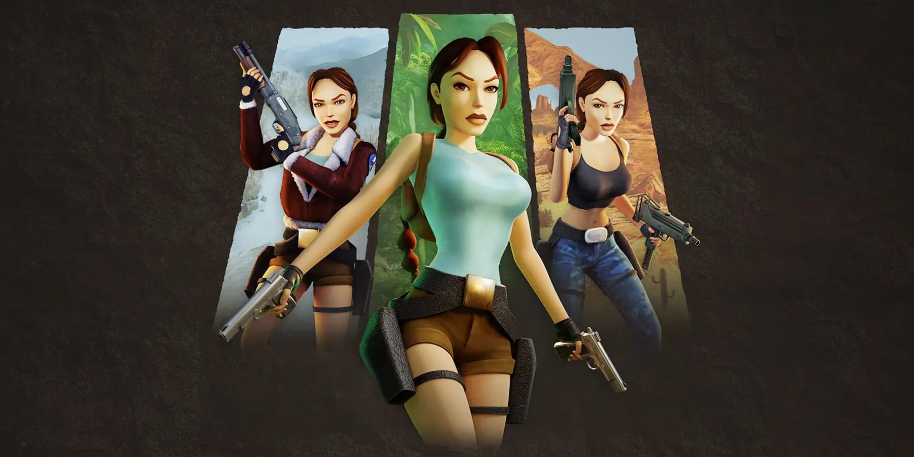 Lara Croft cầm song súng trong hình ảnh quảng cáo Tomb Raider 1-3 Remastered