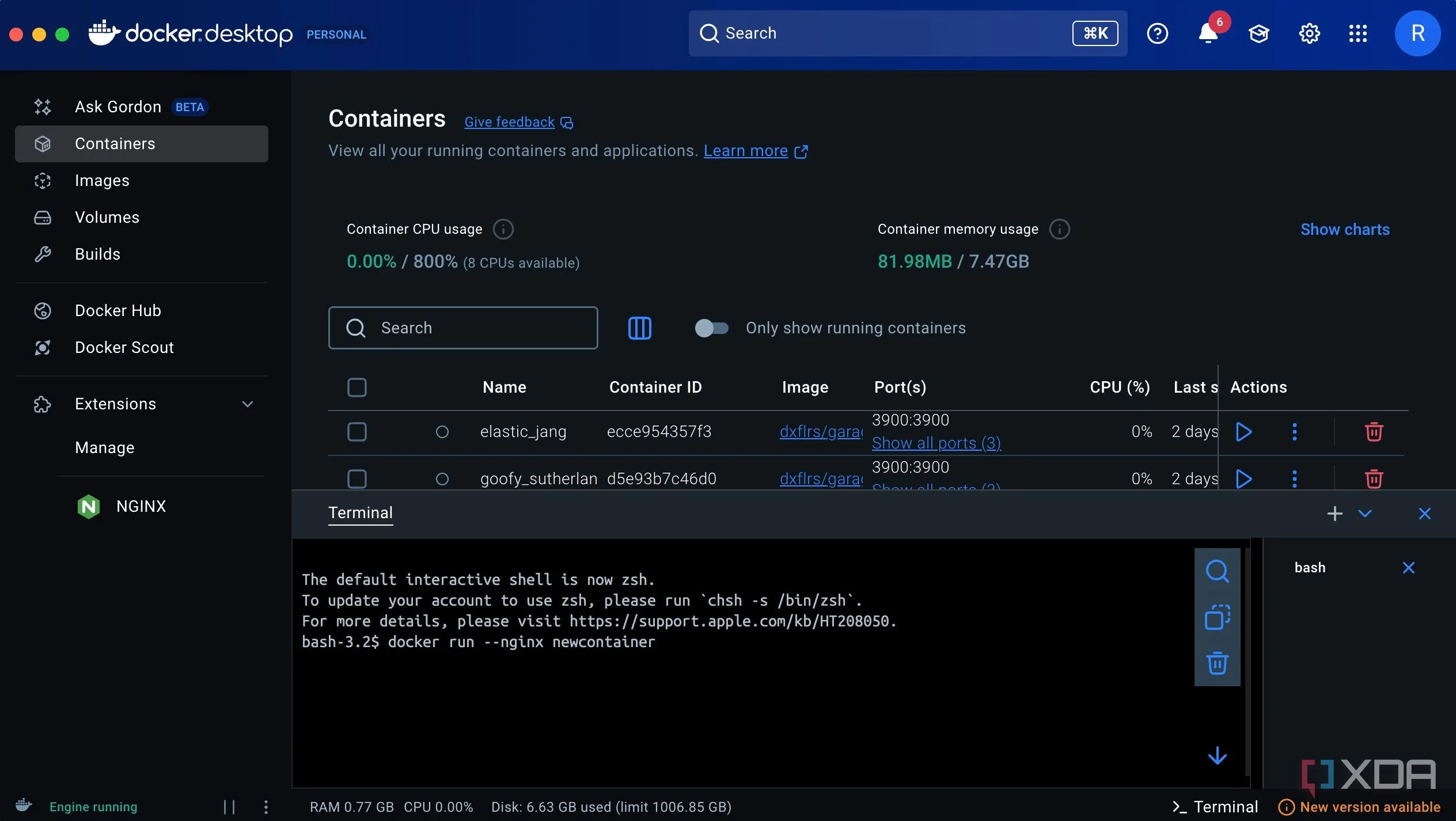Lệnh docker run --name [custom name] trong Terminal, hướng dẫn cách đặt tên riêng cho container Docker khi khởi tạo để dễ quản lý.