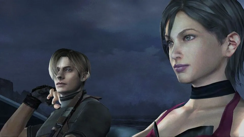 Leon Kennedy trong Resident Evil 4 trên GameCube với súng và một kẻ thù zombie ở phía xa