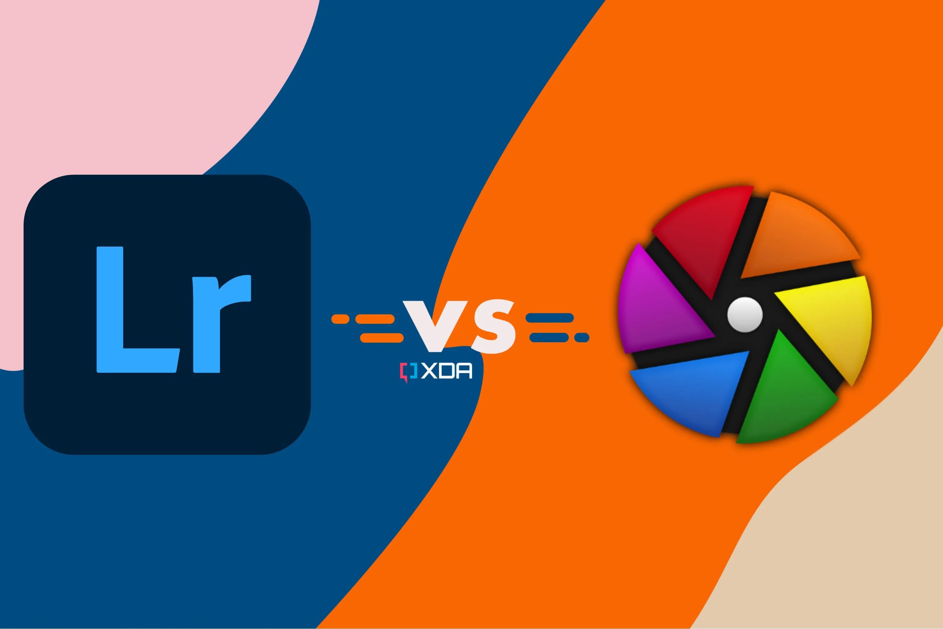 Logo Adobe Lightroom và Darktable đặt cạnh nhau, biểu trưng cho sự so sánh giữa hai phần mềm chỉnh sửa ảnh
