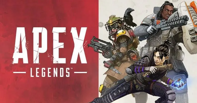 Logo Apex Legends cùng các Huyền thoại tạo dáng bên phải