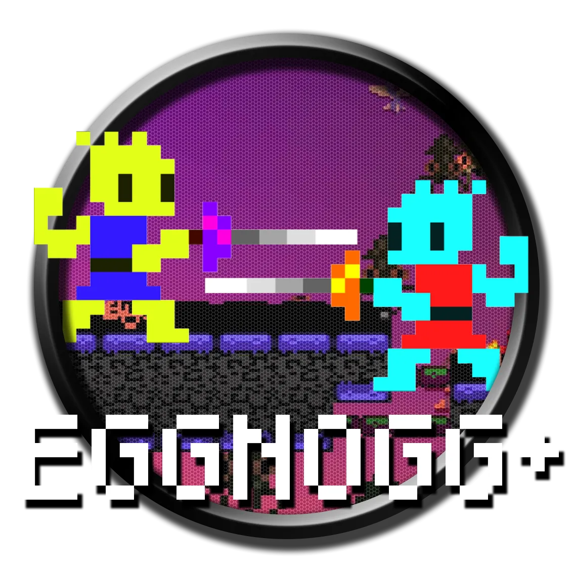Logo game đối kháng Eggnogg+ với phong cách pixel retro.