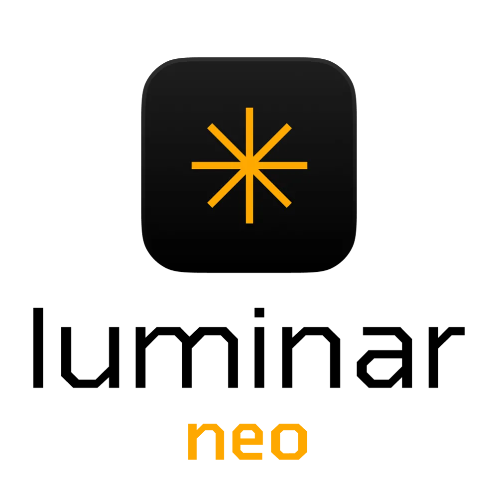 Logo Luminar Neo hình vuông đen với ngôi sao vàng ở giữa