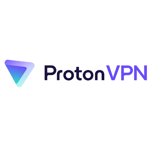 Logo ProtonVPN với biểu tượng tam giác xanh tím đặc trưng