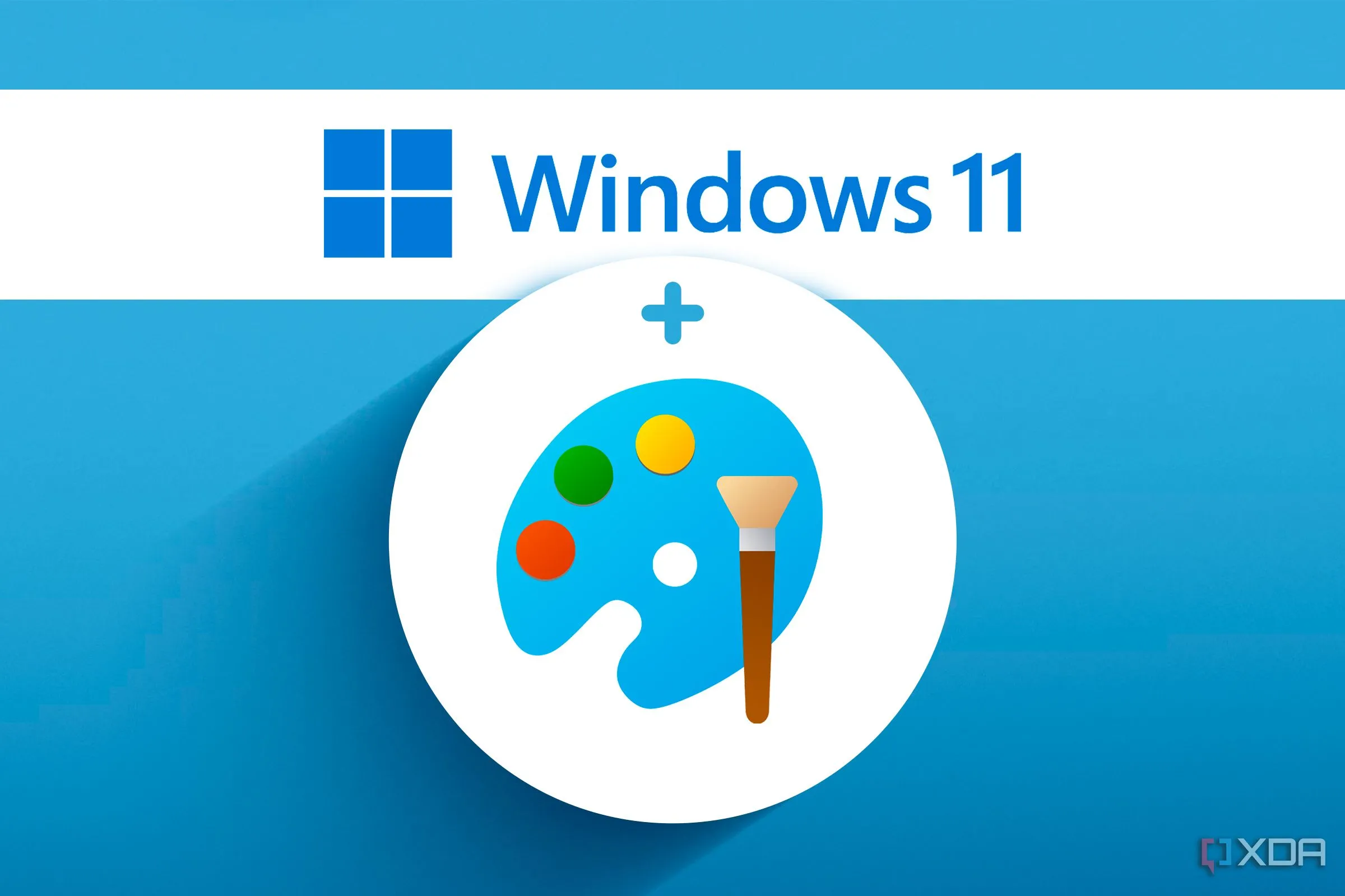 Logo Windows 11 và biểu tượng Microsoft Paint thể hiện sự tích hợp chặt chẽ