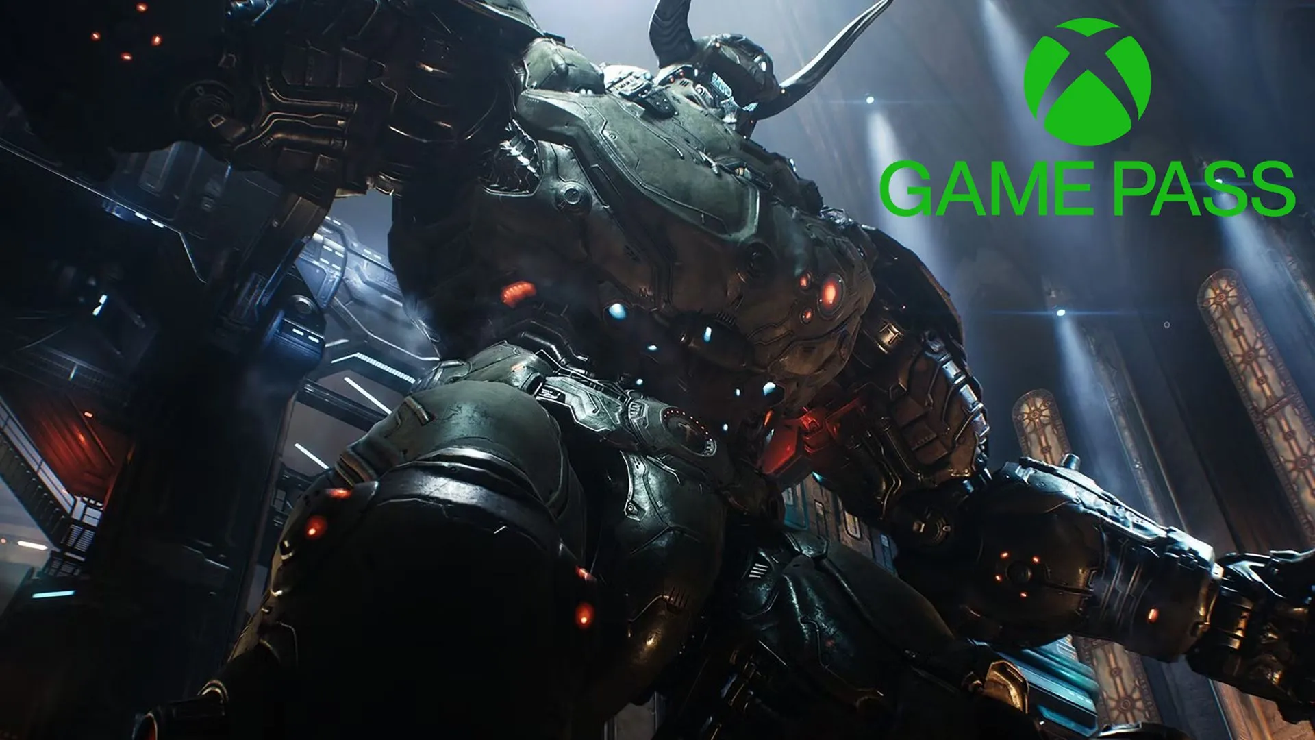 Logo Xbox Game Pass với dòng chữ lớn, thể hiện dịch vụ game đăng ký phổ biến