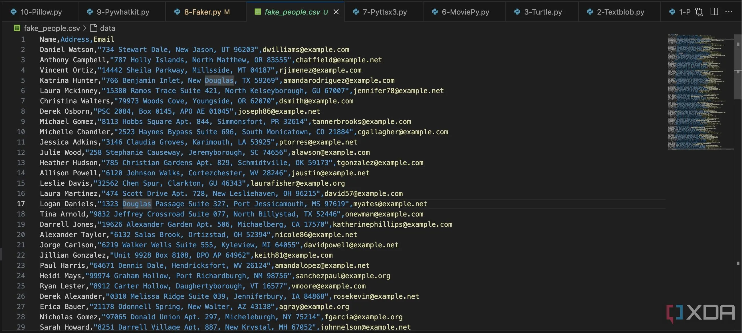 mã Python tạo danh sách người dùng