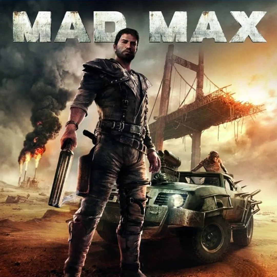 Mad Max lái chiếc xe Magnum Opus qua vùng đất hoang tàn khắc nghiệt, thể hiện yếu tố chiến đấu xe cộ trong game Mad Max