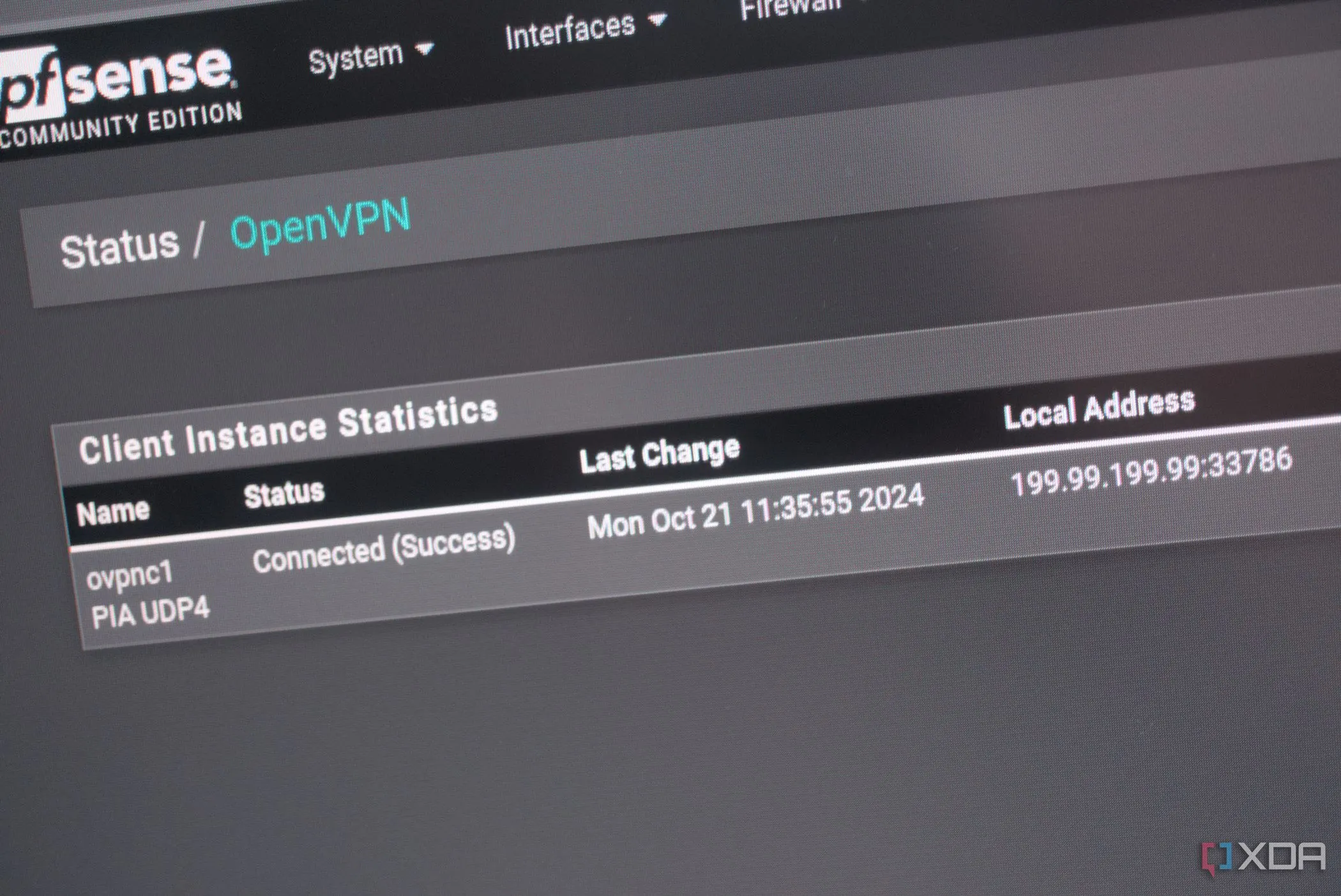 Màn hình cấu hình OpenVPN trên pfSense, minh họa cho việc thiết lập VPN toàn mạng