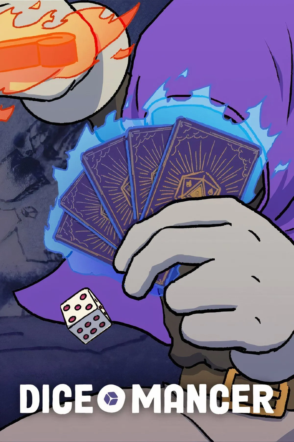 Màn hình chiến đấu trong Diceomancer, một game roguelike xây dựng bộ bài độc đáo với cơ chế xúc xắc One Die.