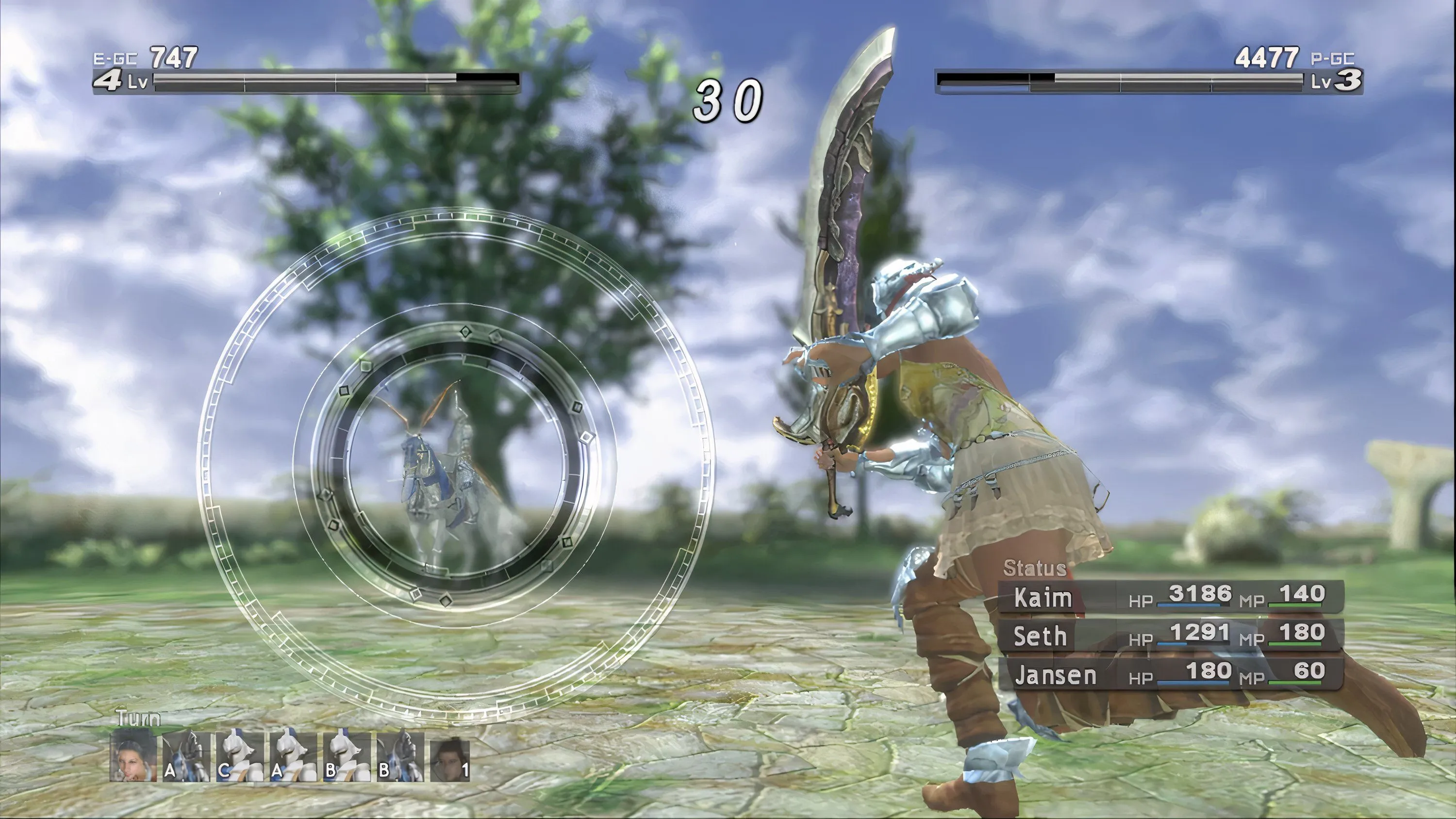 Màn hình chiến đấu turn-based cổ điển trong JRPG Lost Odyssey