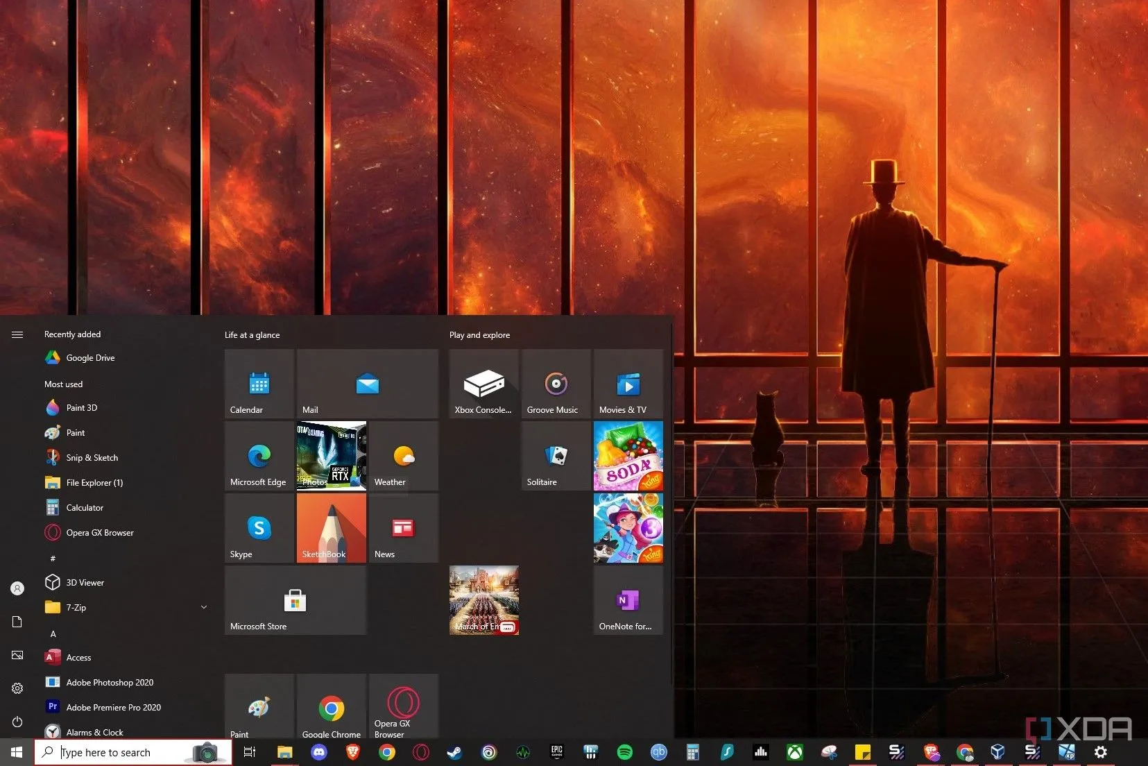 Màn hình desktop Windows 10 và menu Start, minh họa trải nghiệm người dùng khi các chương trình khởi chạy chậm