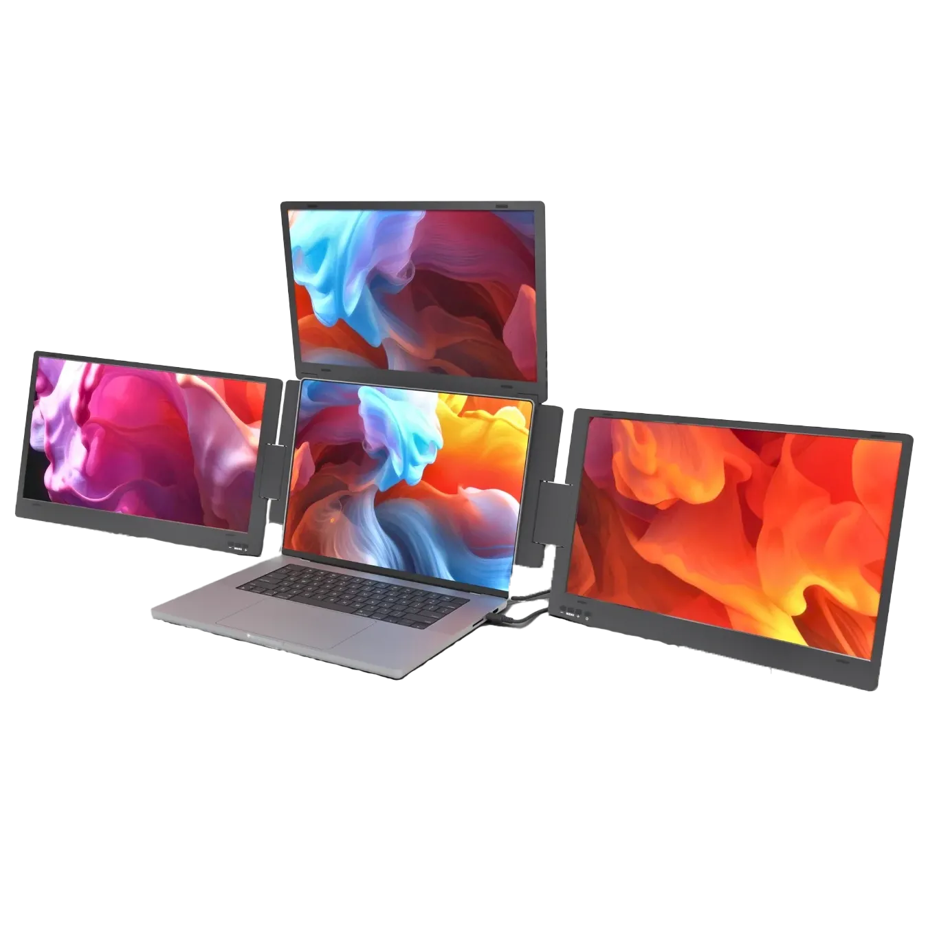 Màn hình di động Aura Displays Triple Boost 14 Pro với ba màn hình đang hoạt động