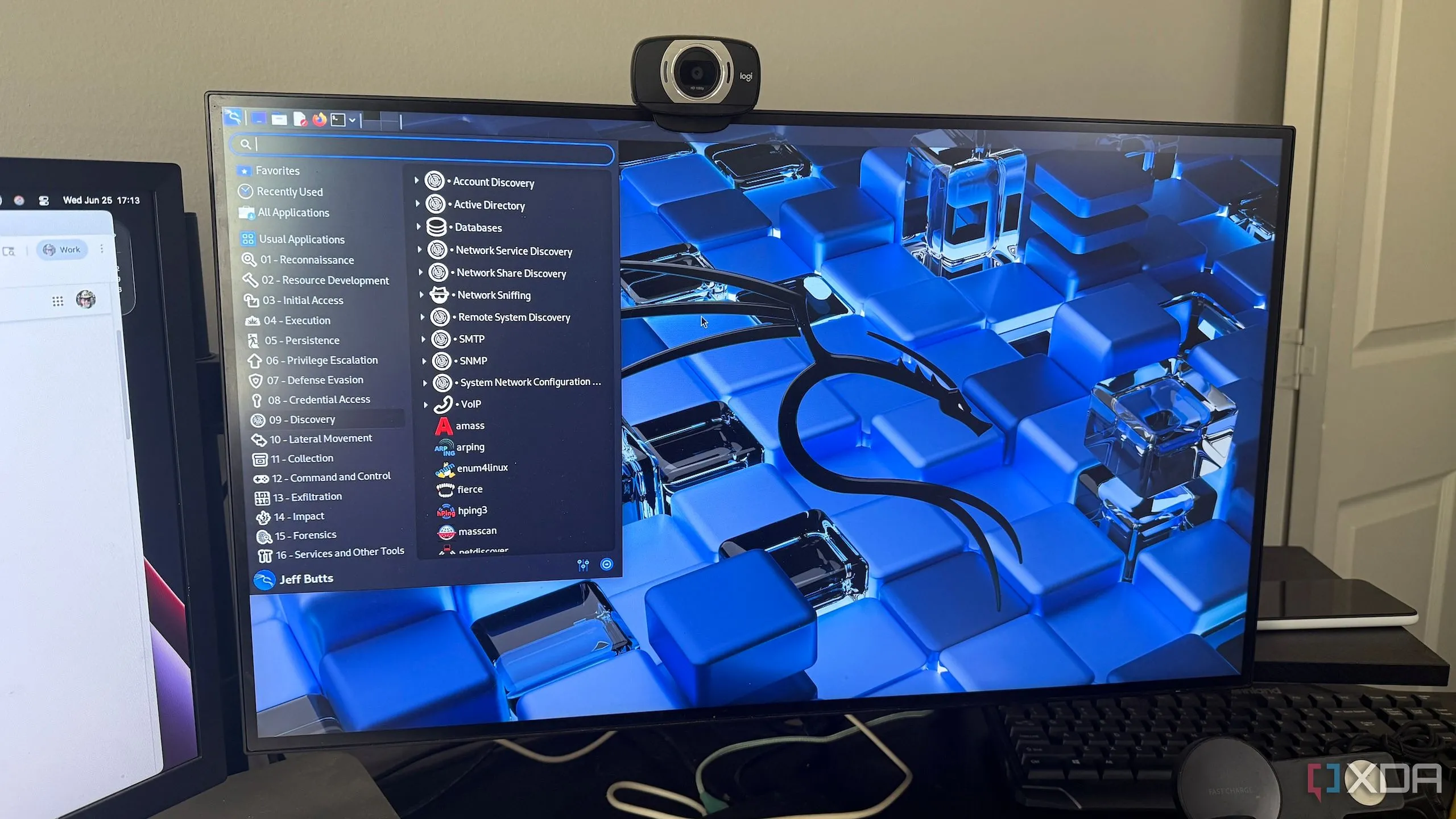 Màn hình hiển thị giao diện Kali Linux, một nền tảng phổ biến để sử dụng Nmap