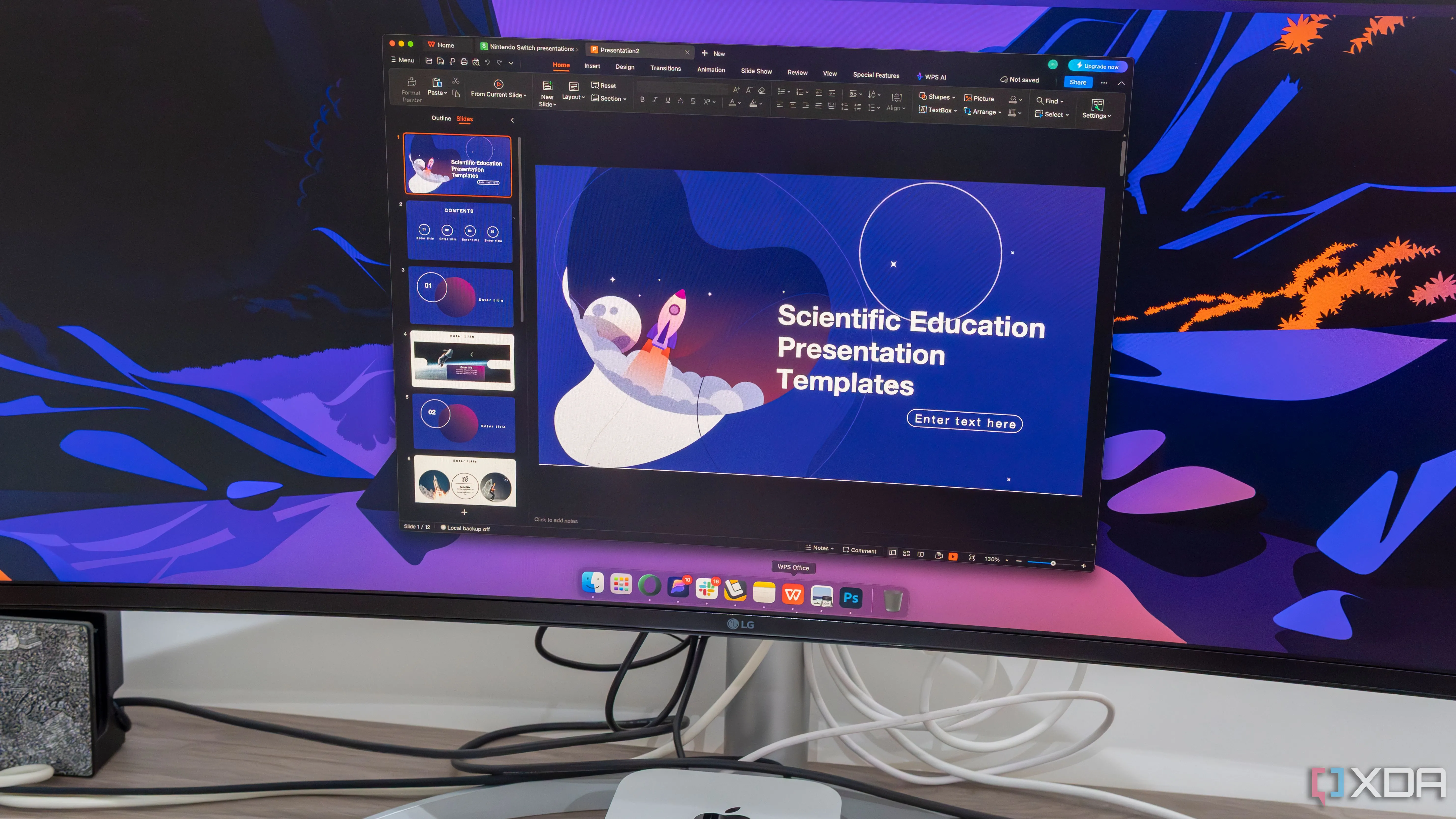 Màn hình hiển thị máy tính chạy WPS Office trên macOS