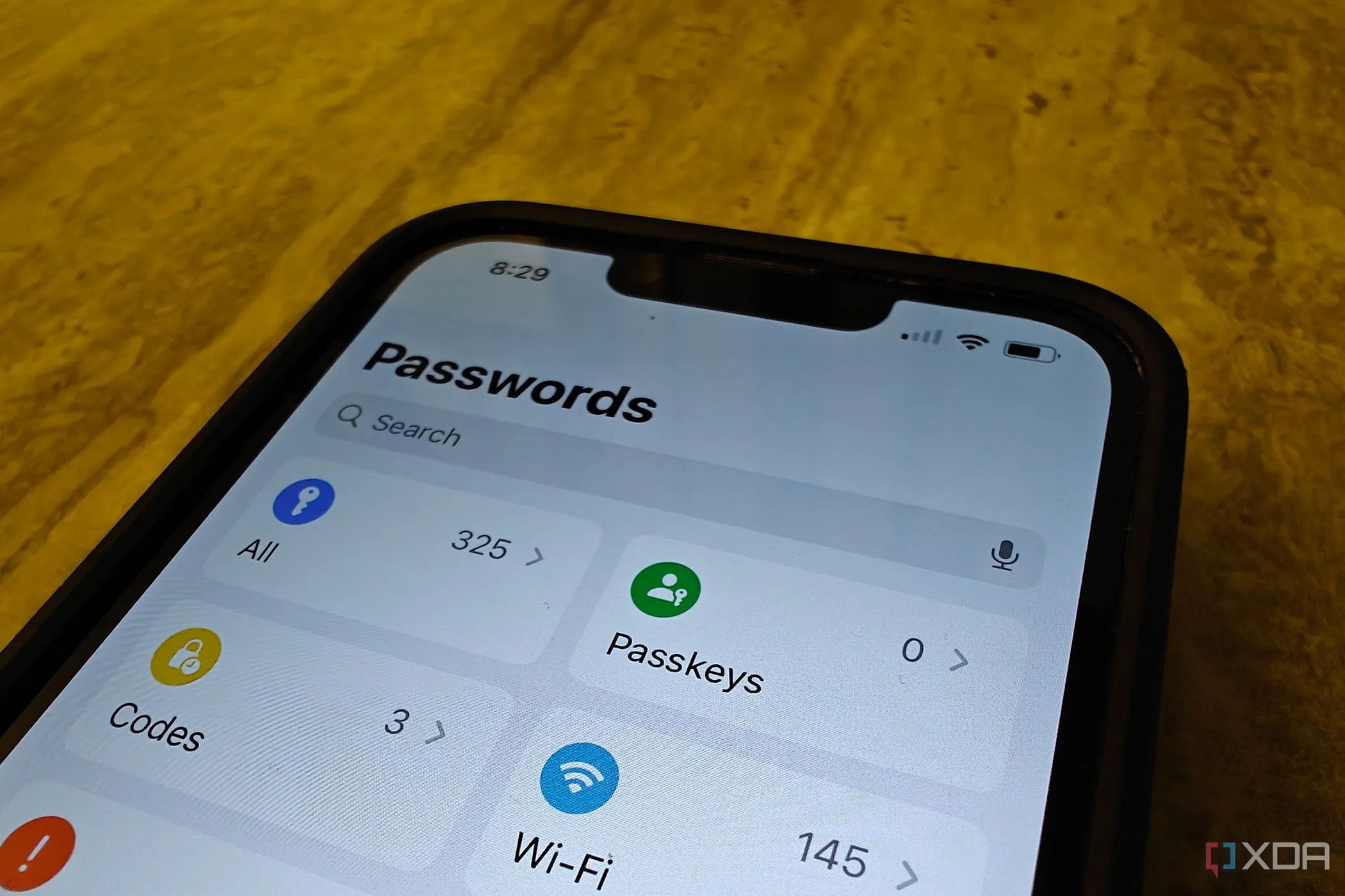 Màn hình ứng dụng Passwords trên iPhone