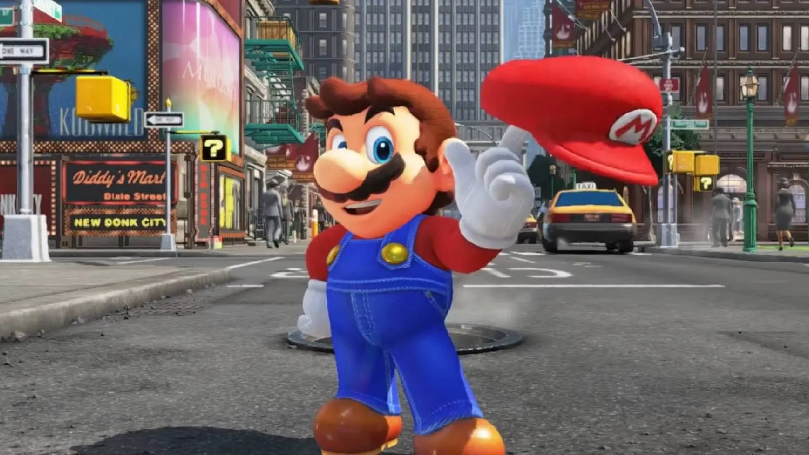 Mario và mũ Cappy khám phá thành phố New Donk trong Super Mario Odyssey, một trải nghiệm game platform 3D đỉnh cao