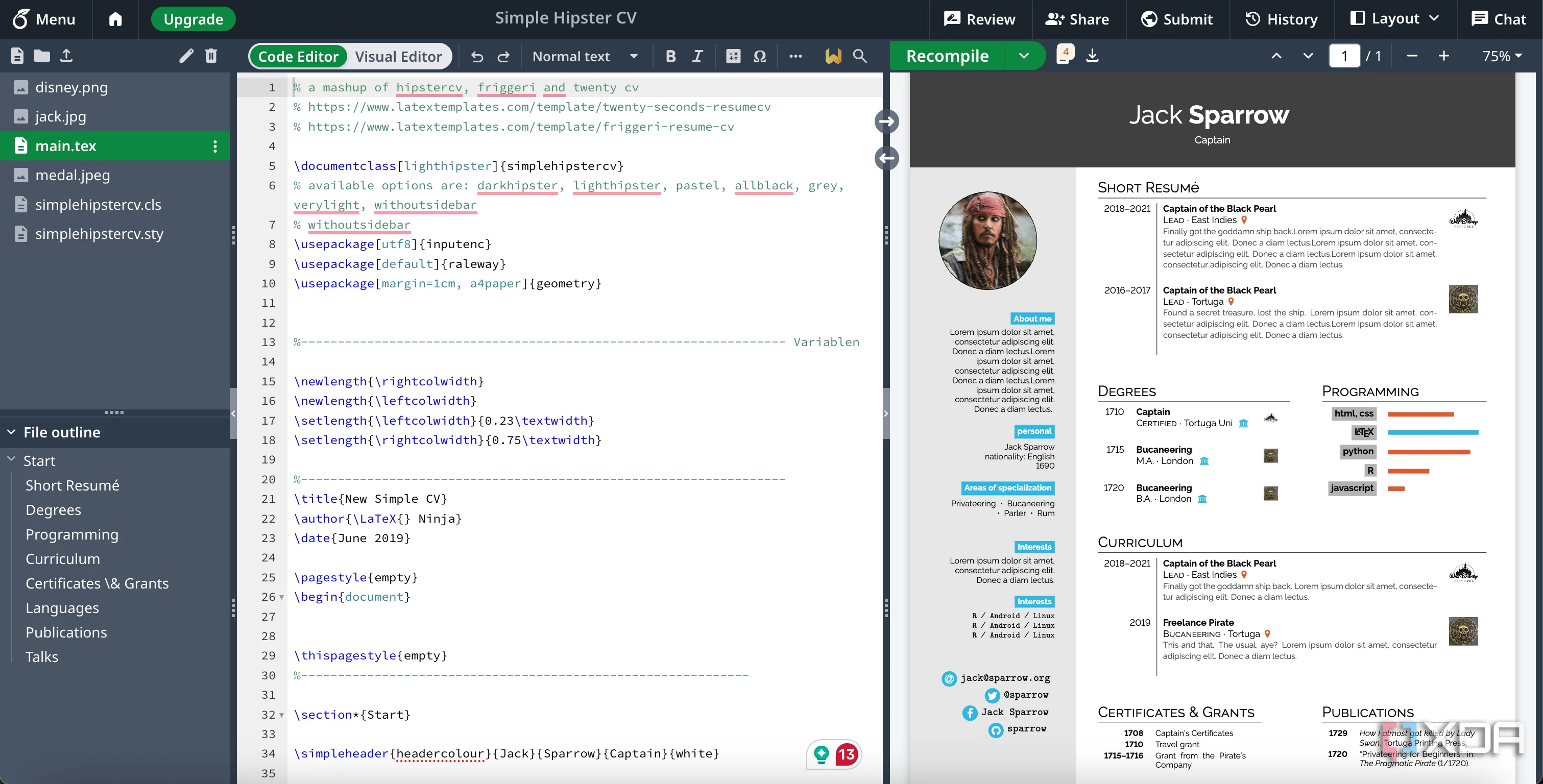 Mẫu resume Overleaf