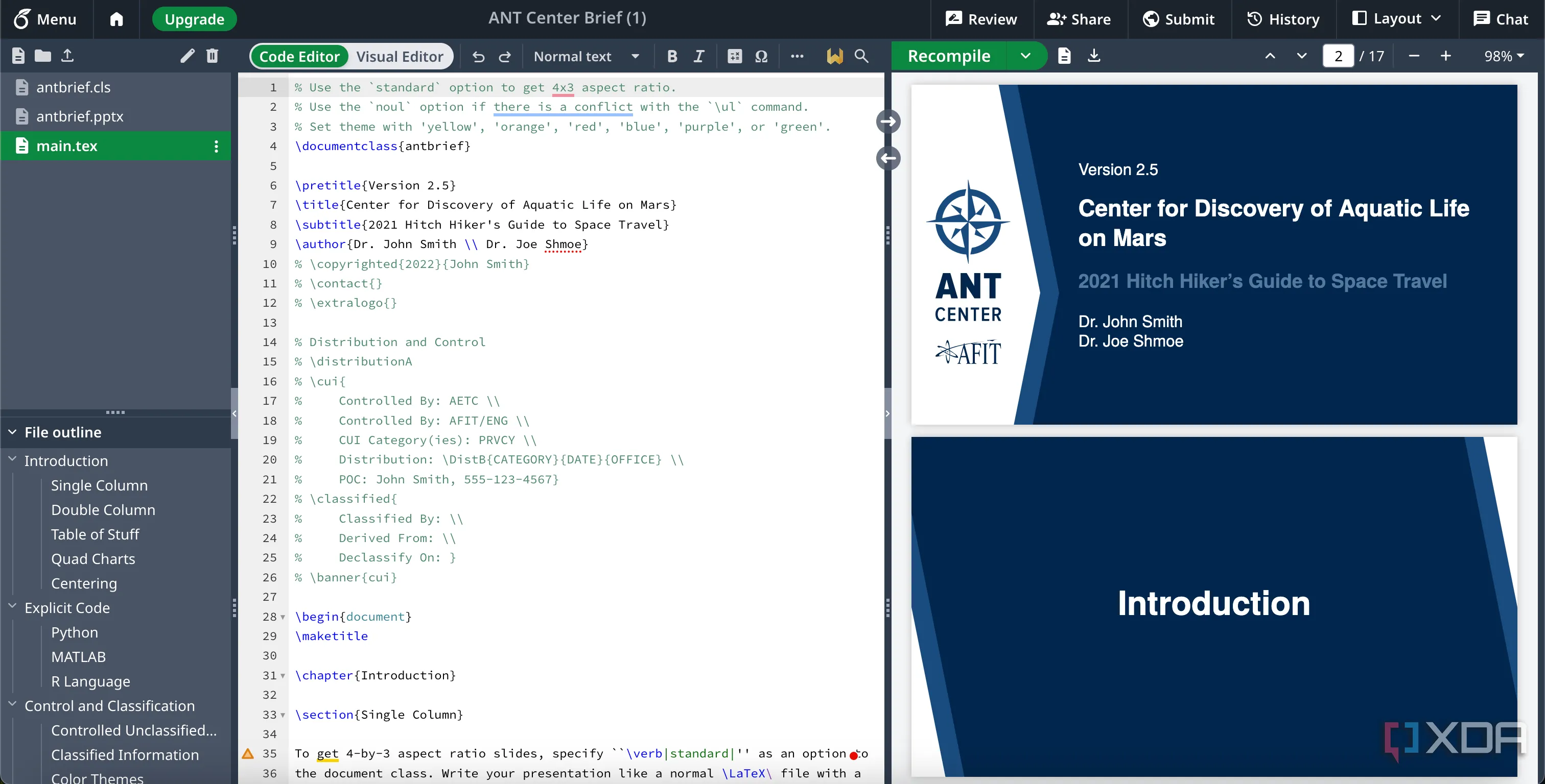 Mẫu thuyết trình cho Overleaf