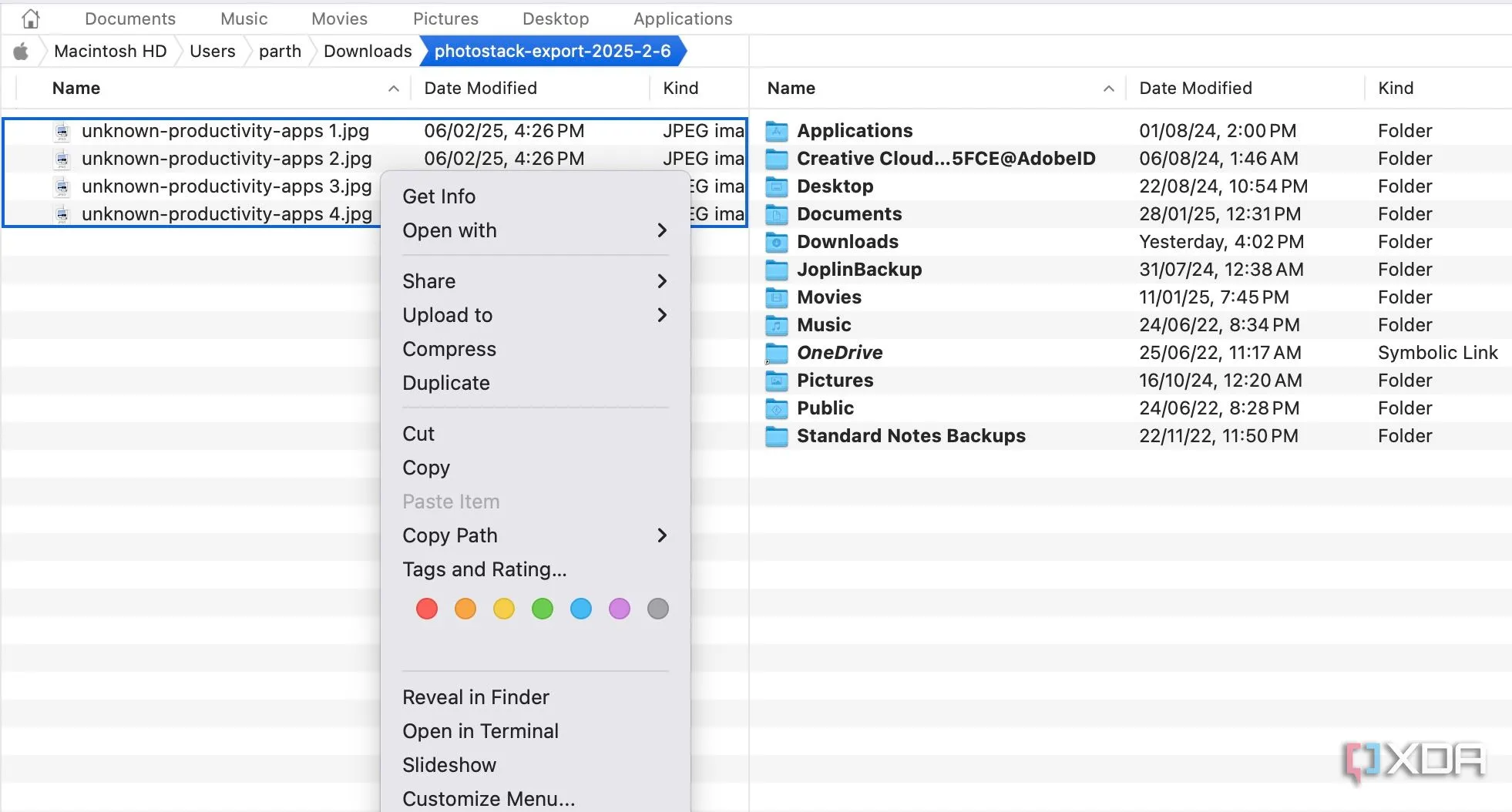 Menu các thao tác file và thư mục nâng cao của Path Finder, bao gồm đổi tên hàng loạt và đồng bộ hóa, tối ưu quản lý file Mac.