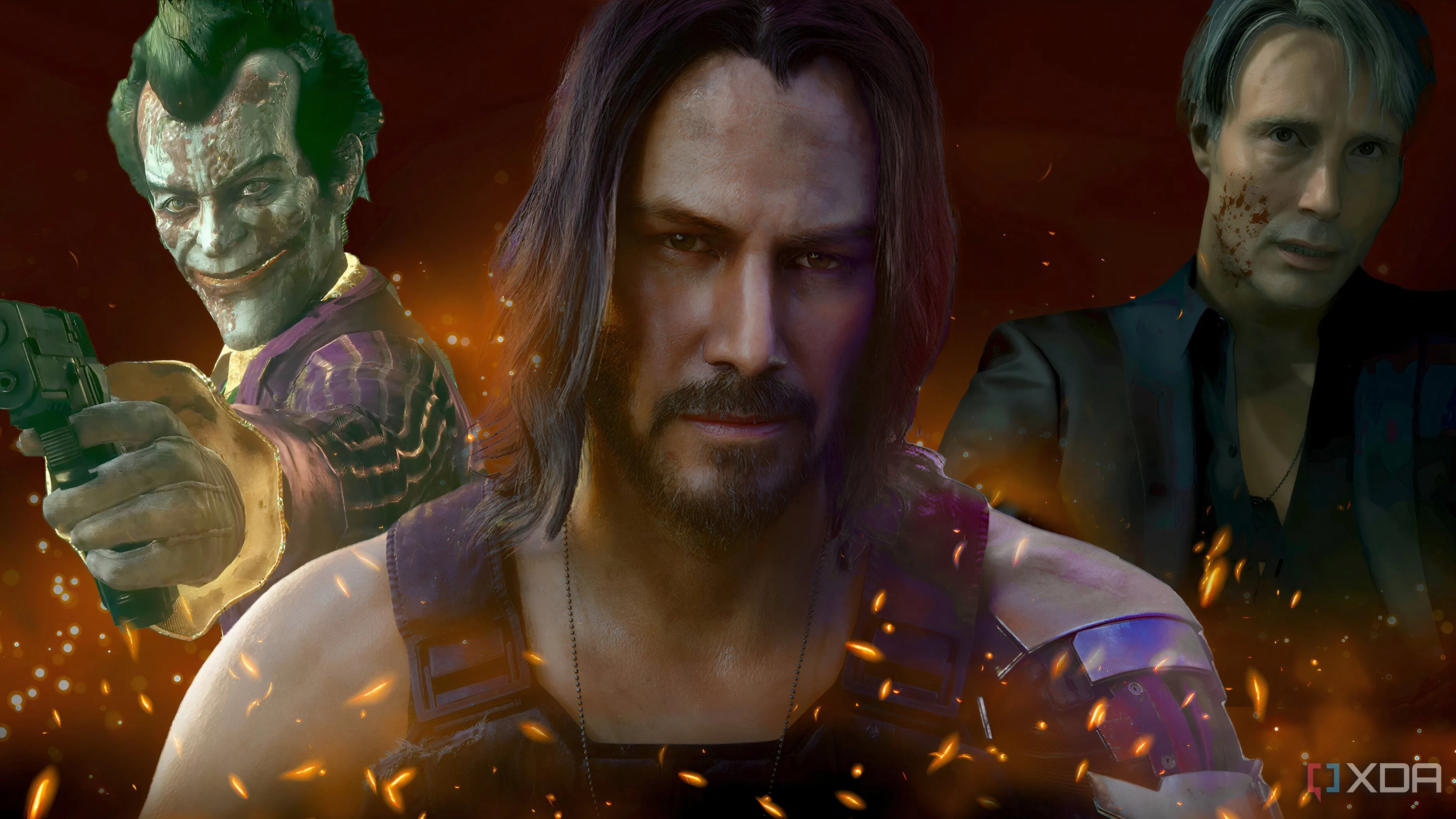 Minh họa các nhân vật game có diễn xuất lồng tiếng xuất sắc từ Cyberpunk 2077, Batman: Arkham Knight, Death Stranding