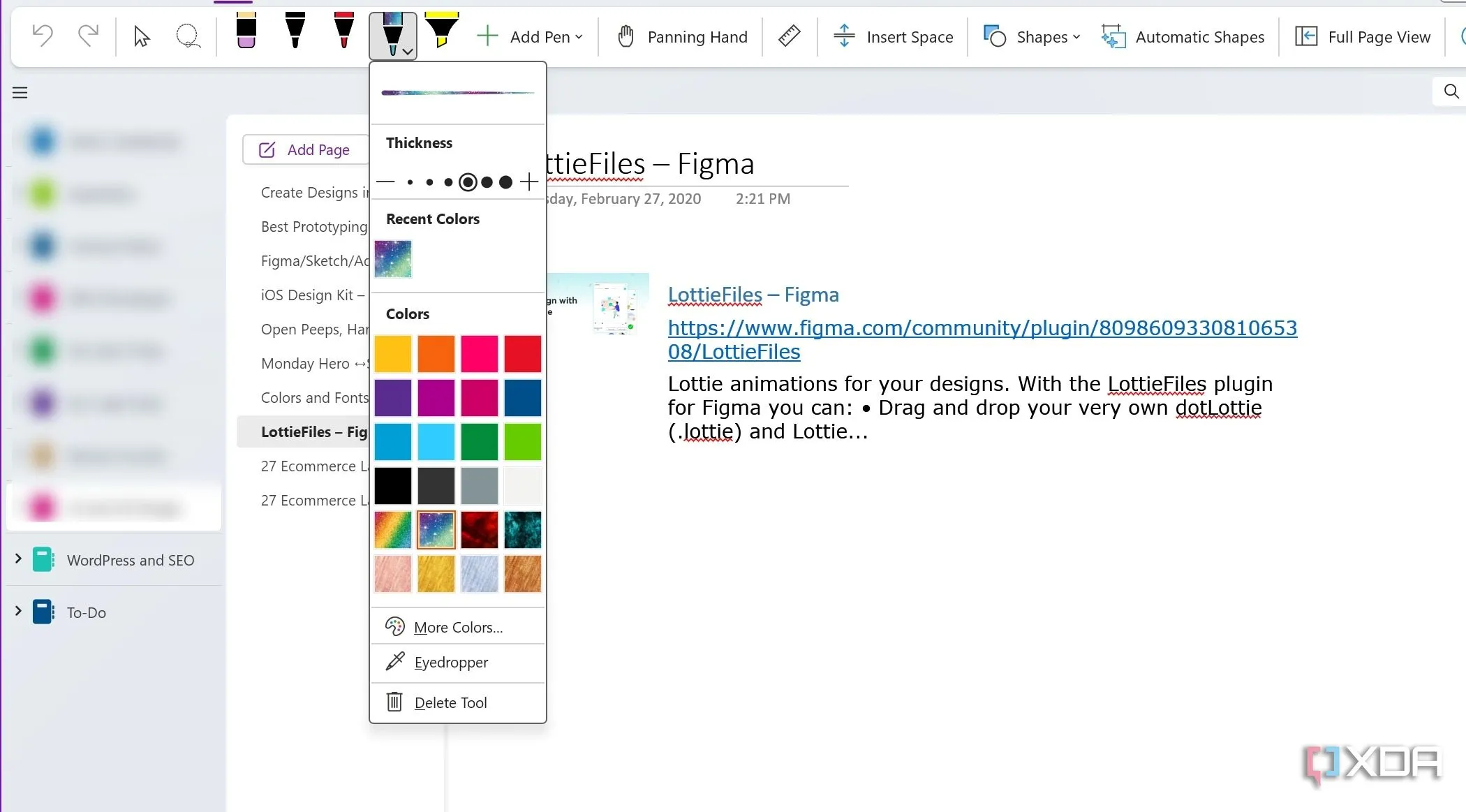 Minh họa tính năng vẽ tự do trong OneNote