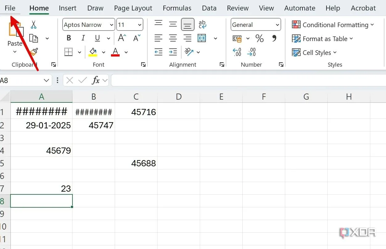 Mở tùy chọn File trong Excel để quản lý Add-in và tối ưu hiệu suất