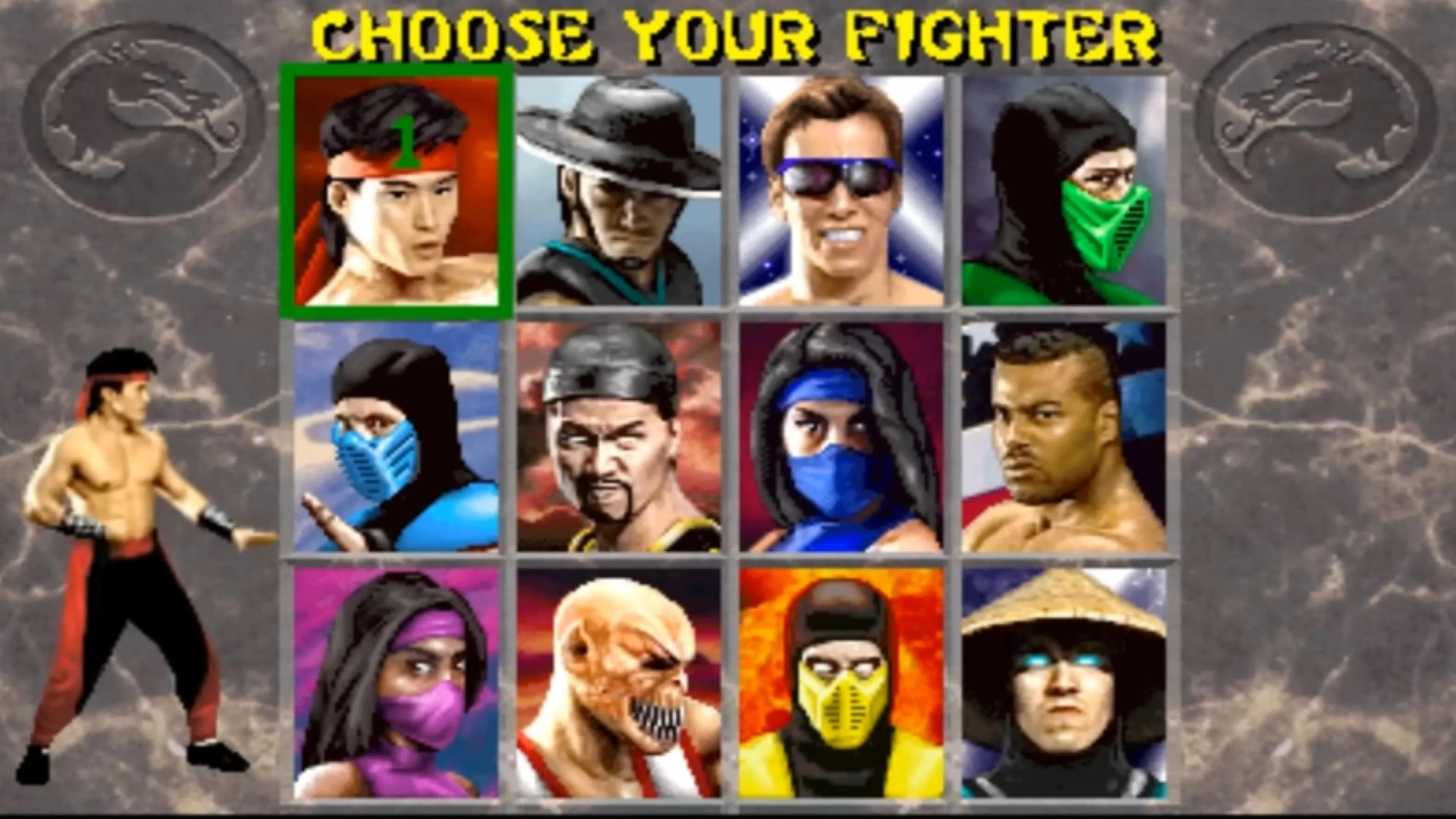 Mortal Kombat II: Sub-Zero và Liu Kang trong trận đấu trên SNES, thể hiện đồ họa và tính bạo lực đặc trưng