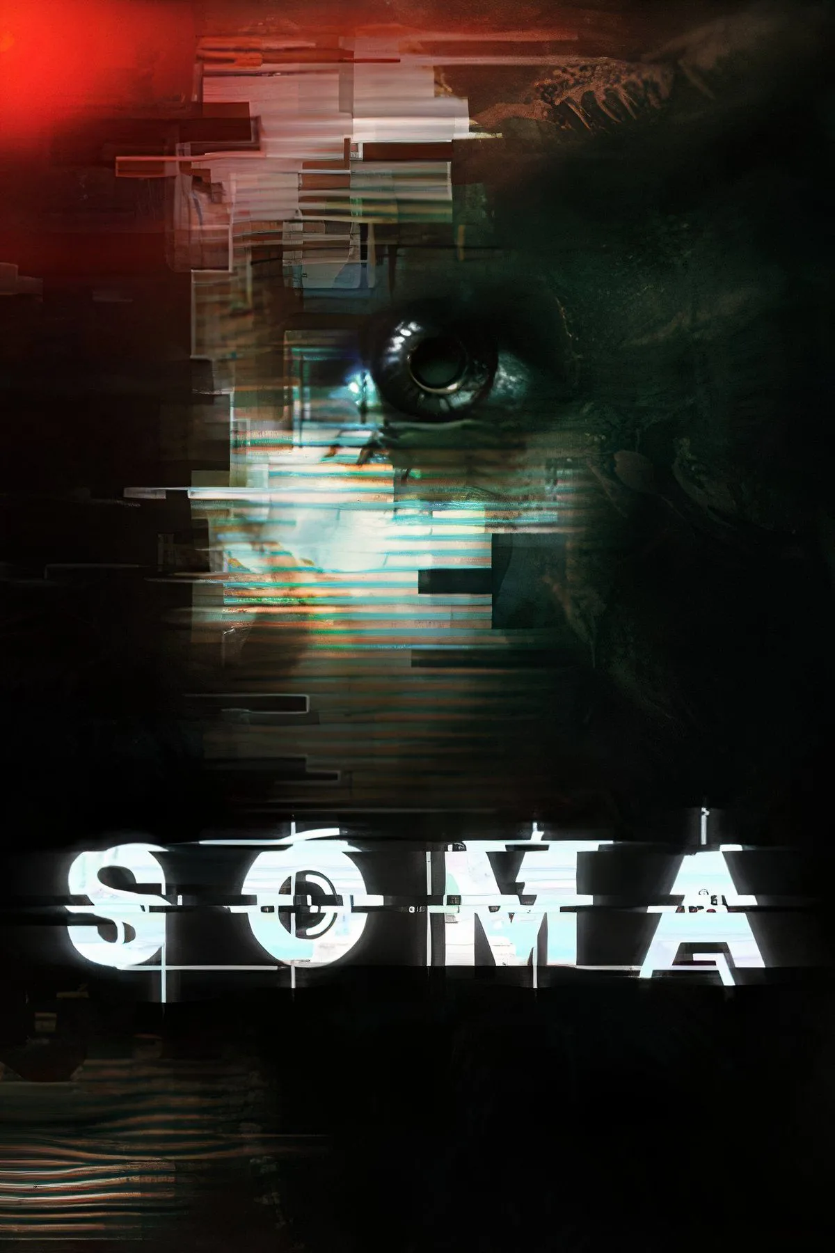 Một cảnh tượng rùng rợn trong cơ sở nghiên cứu dưới nước của game kinh dị SOMA, với ánh sáng mờ ảo và yếu tố khoa học viễn tưởng.